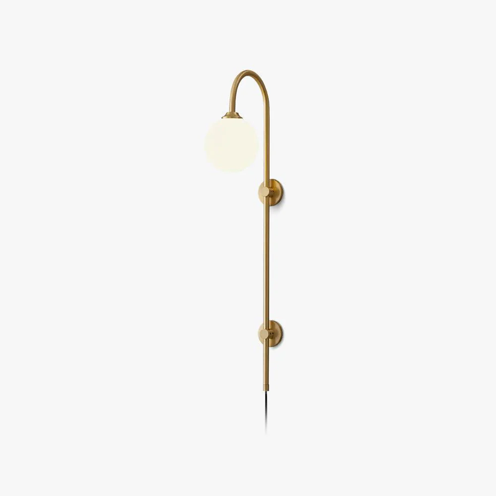 Настенный светильник Globe Brass Plug-in - ∅15см х 120см, золотой, белый