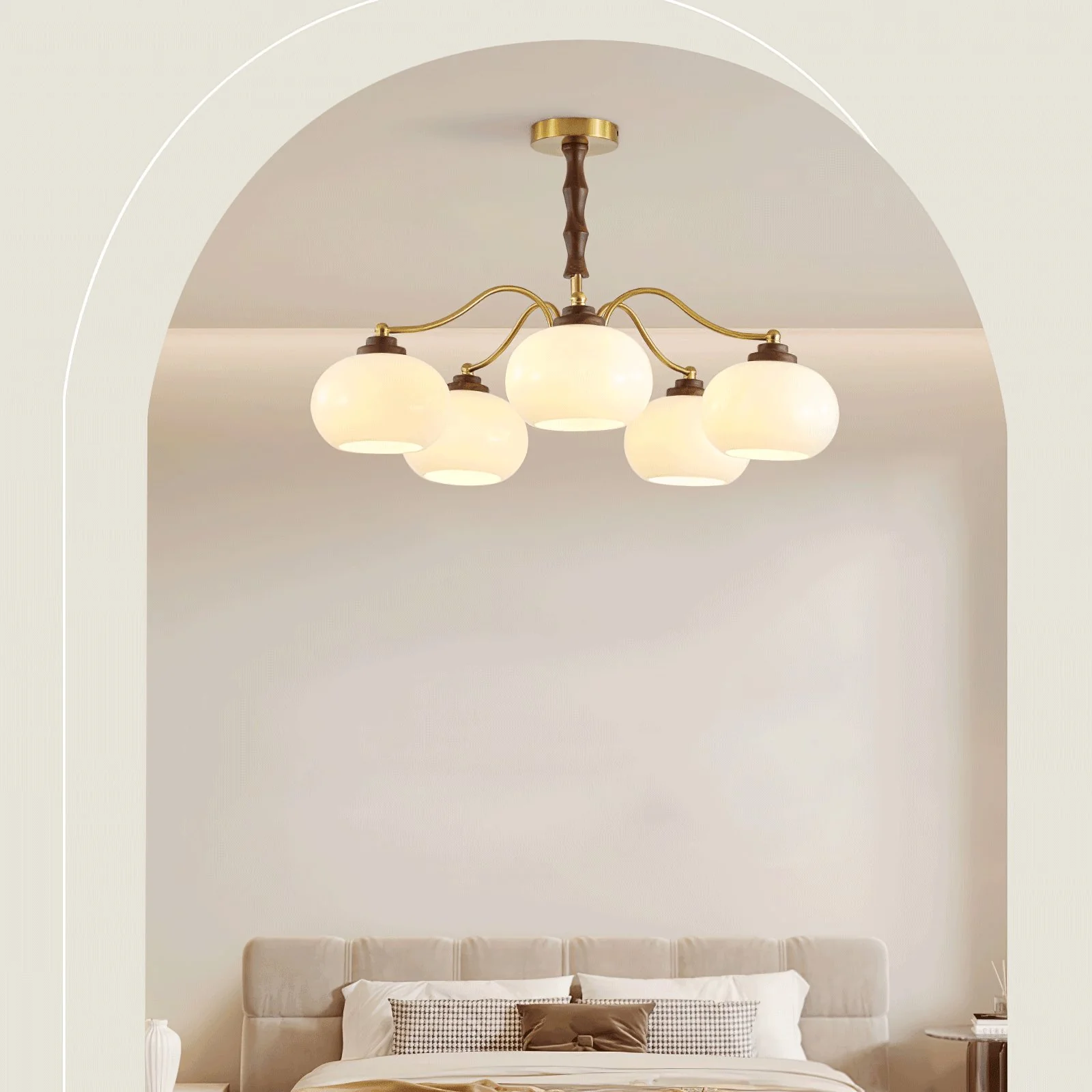 Люстра Persimmon Glass Globe - 8 плафонов ∅88см x 43см, золотой, белый