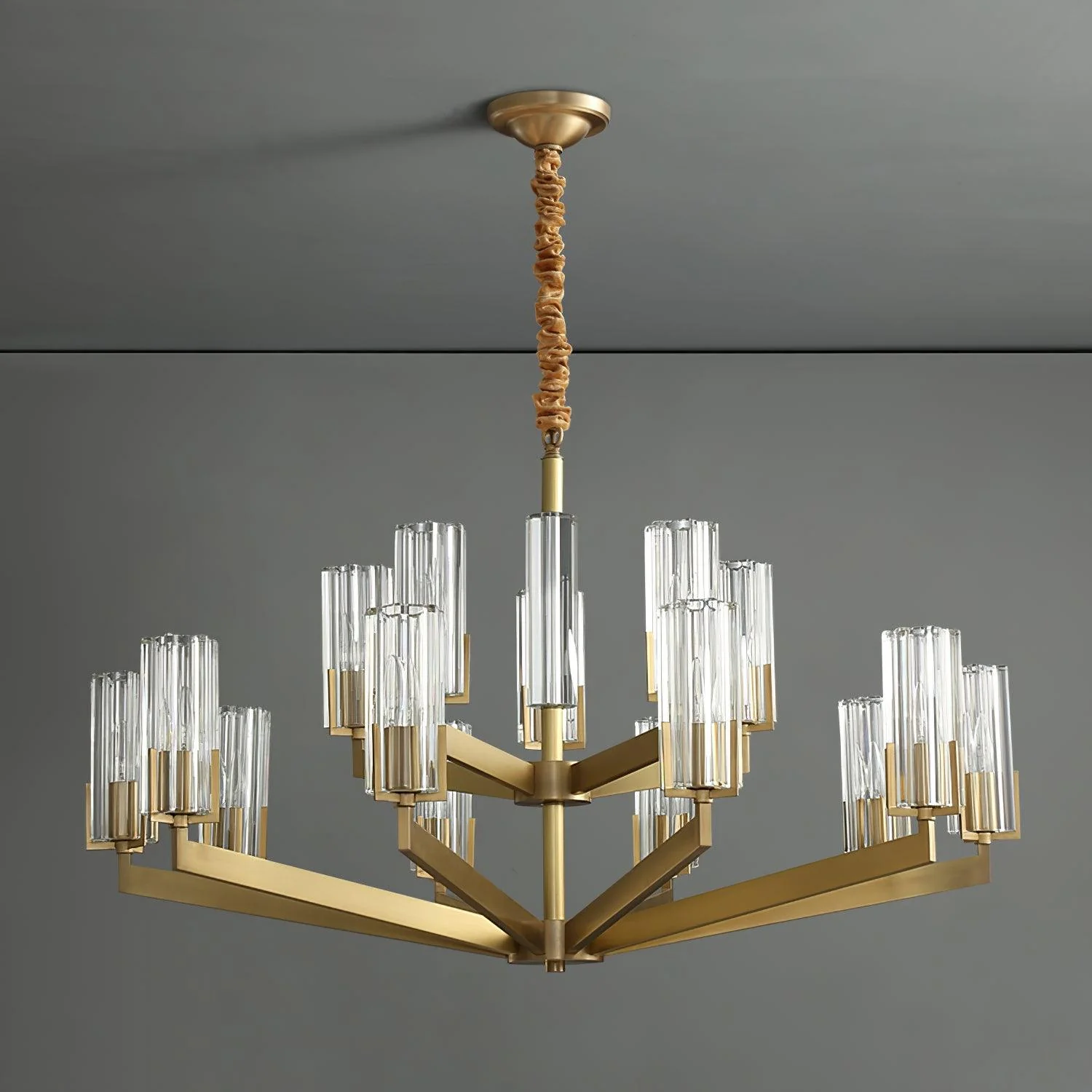 Люстра Kayla Brass - 6 плафонов ∅60см x 41см, латунь, прозрачный