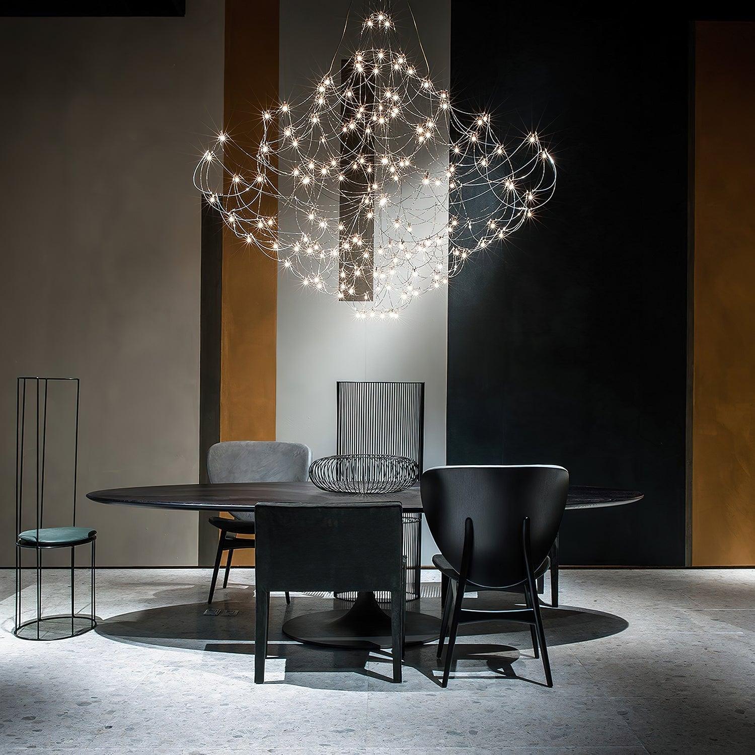Люстра Amos Light Group - ∅120см x 120см, хром, теплый свет