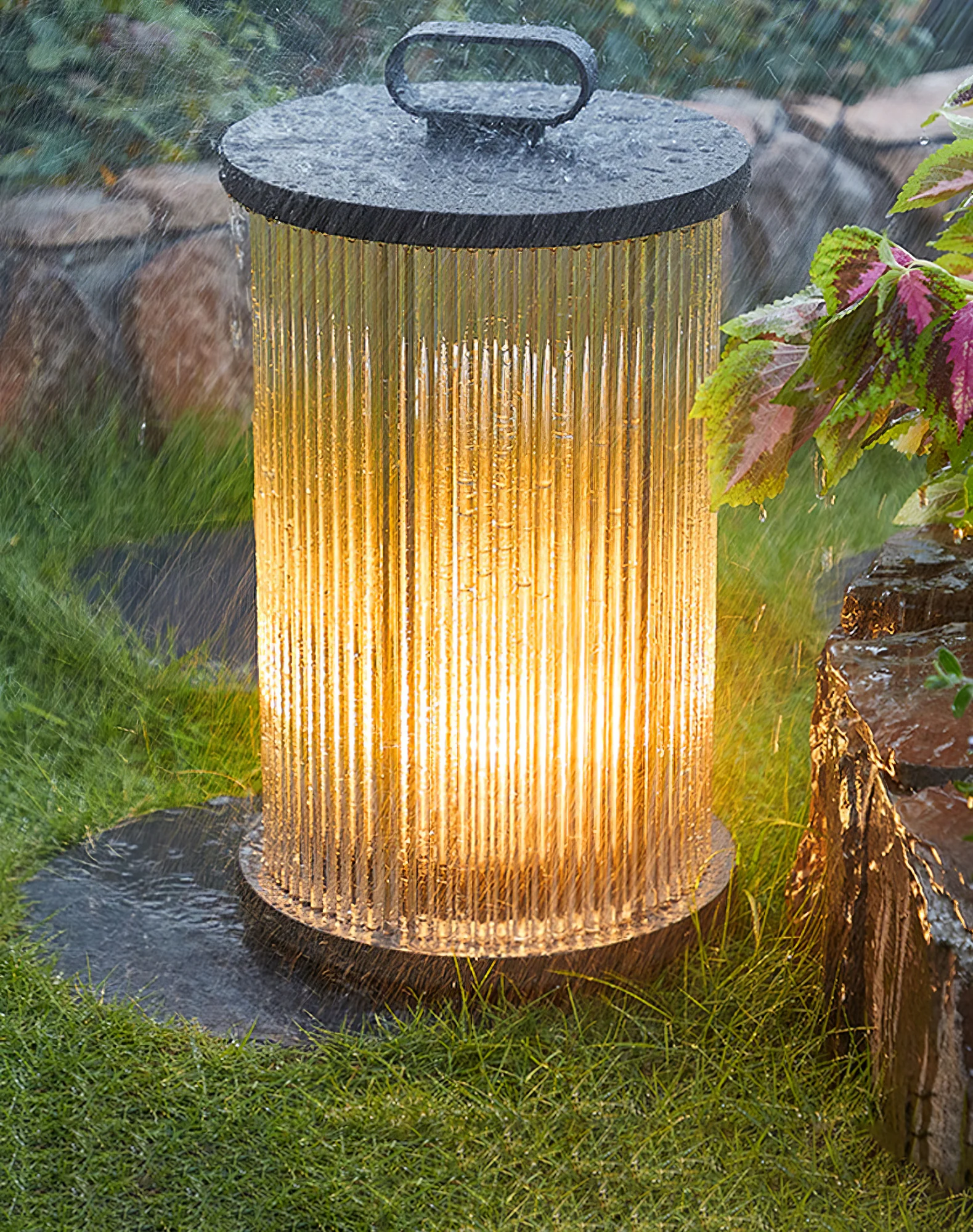Садовый светильник Lantern - ∅30см x 120см, черный, прозрачный