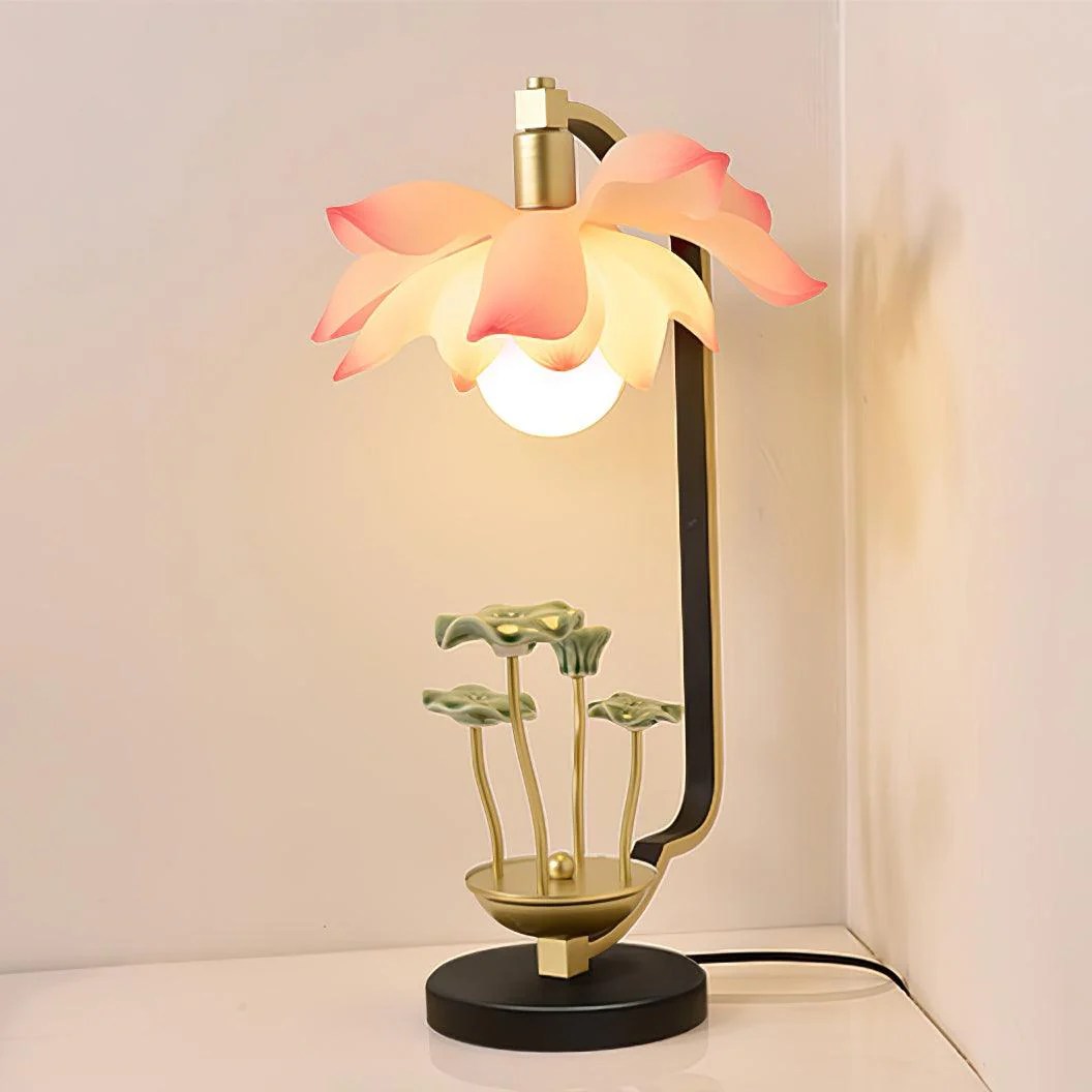 Настольный светильник Lotus - ∅27см x 49см, черный, золотой, белый