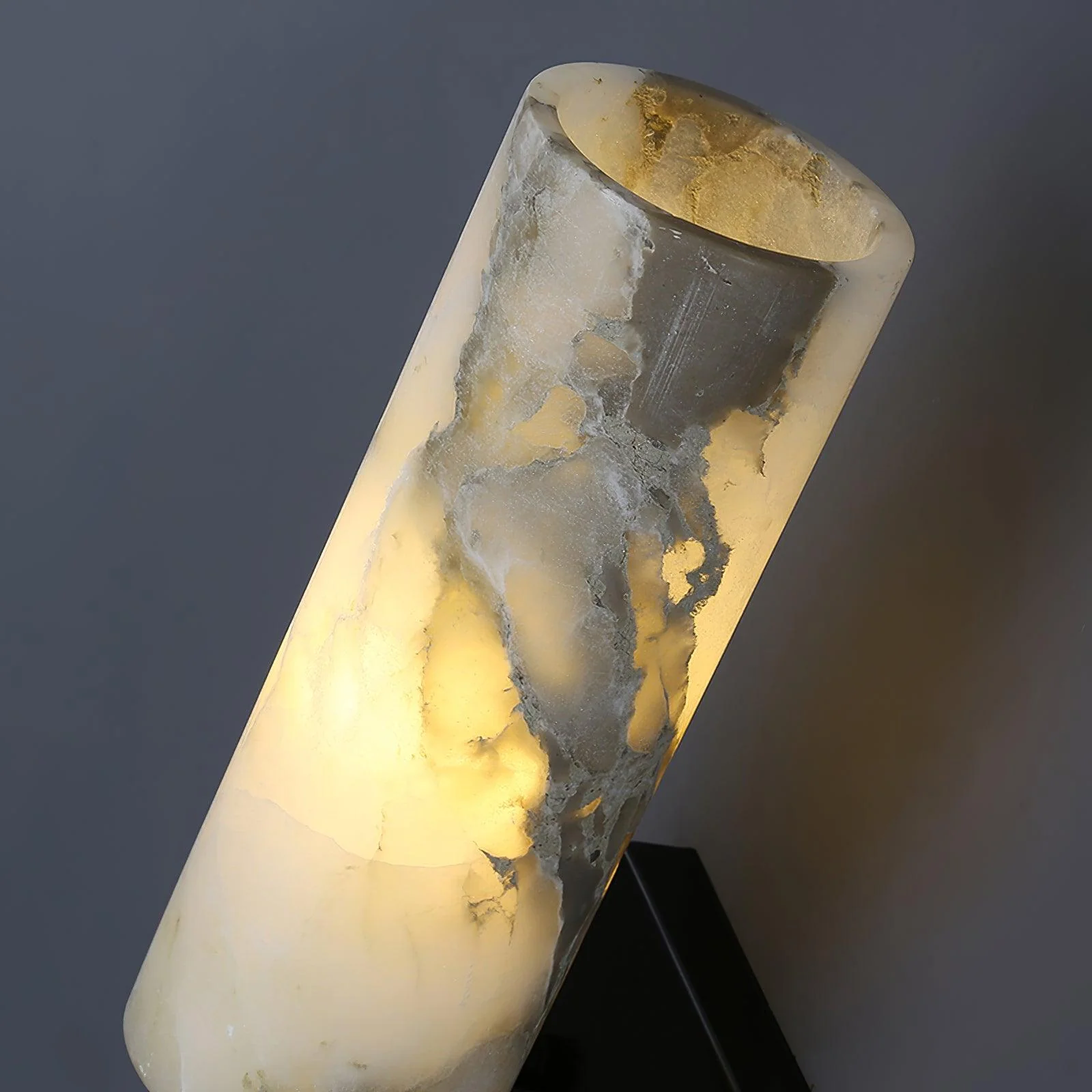 Torch Alabaster Sconce - Set of 2 / Blackened + White Marble