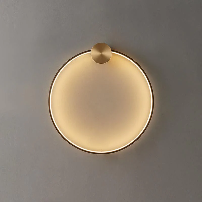 Ring Shaped LED Wall Light - Dia 20cm Set of 2 / Black & Brass / Three-Color Changing Light