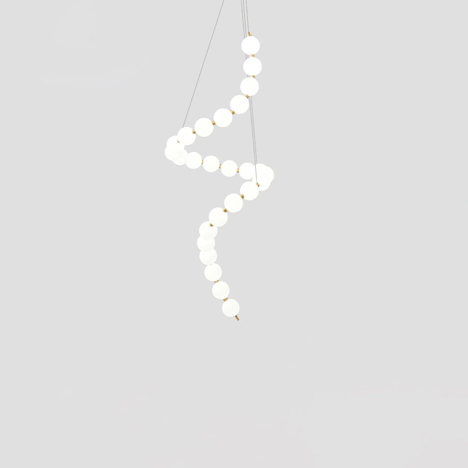 Люстра Glass Pearl Necklace - ∅56см x 90см, латунь, белый, холодный свет