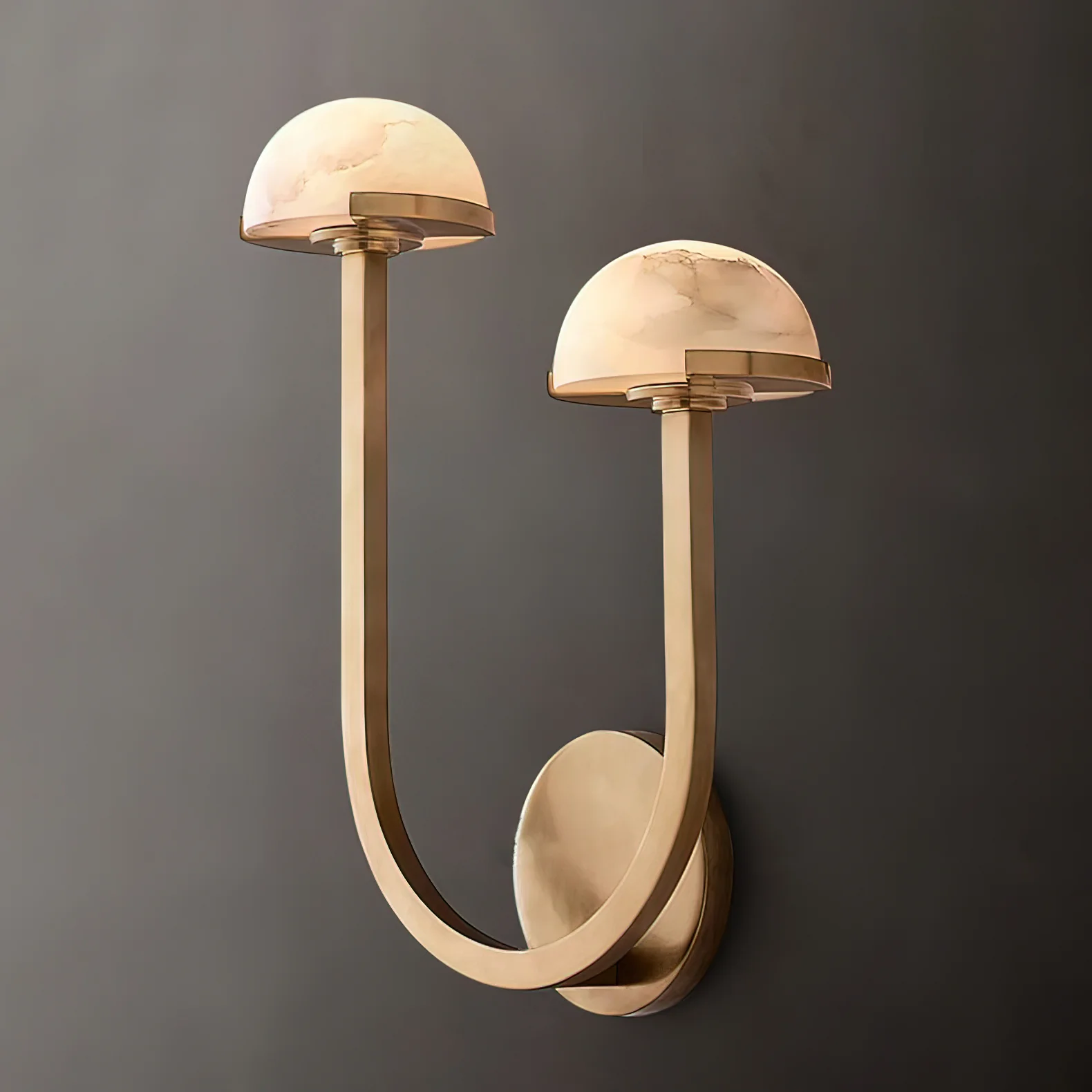Настенный светильник Mushroom Alabaster - правый ∅31см x 38см, черный, теплый свет