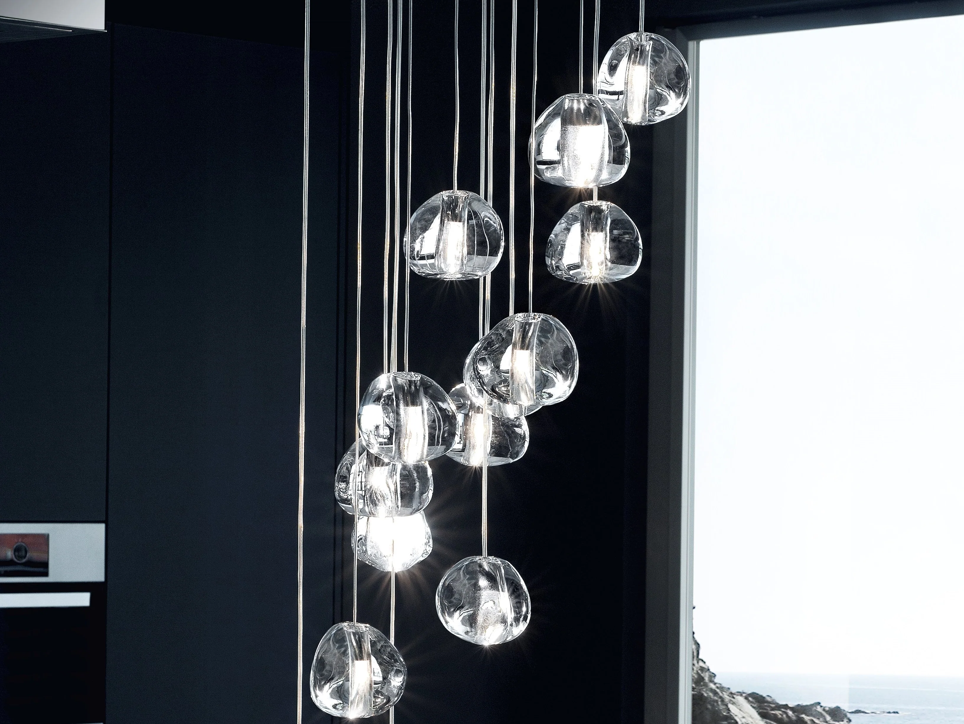 Подвесной светильник Cherry Crystal - 7 подвесов ∅35см x 150см, прозрачный