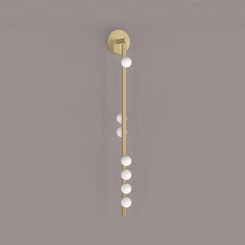 Настенный светильник Brass Glass Tube - 7 источников света ∅12см x 100см, античная латунь, белый