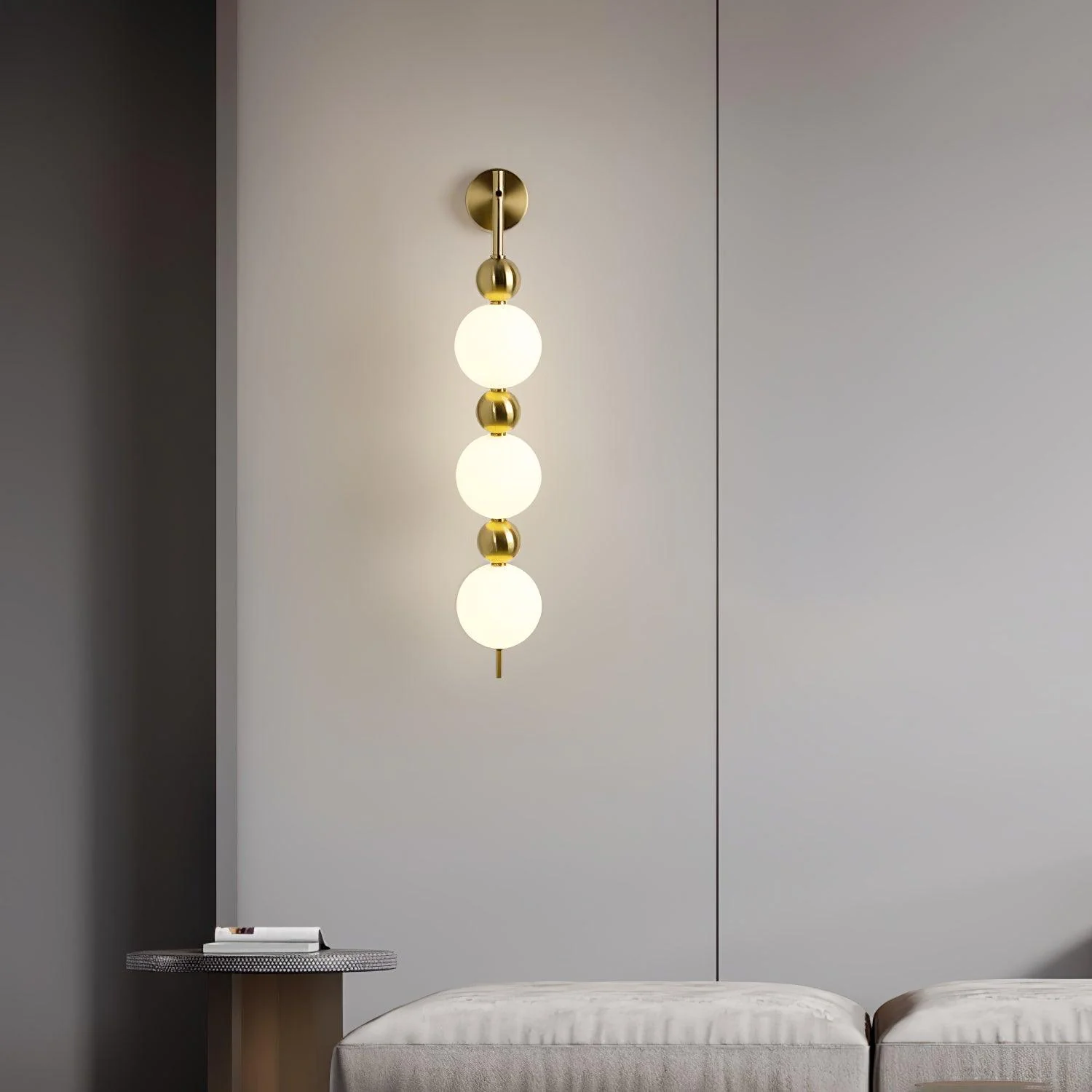 Candied Haws String Wall Lamp - ∅ 10.2″ x H 32.3″ / ∅ 15cm x H 82cm Set of 2 / Gold & White / Warm Light