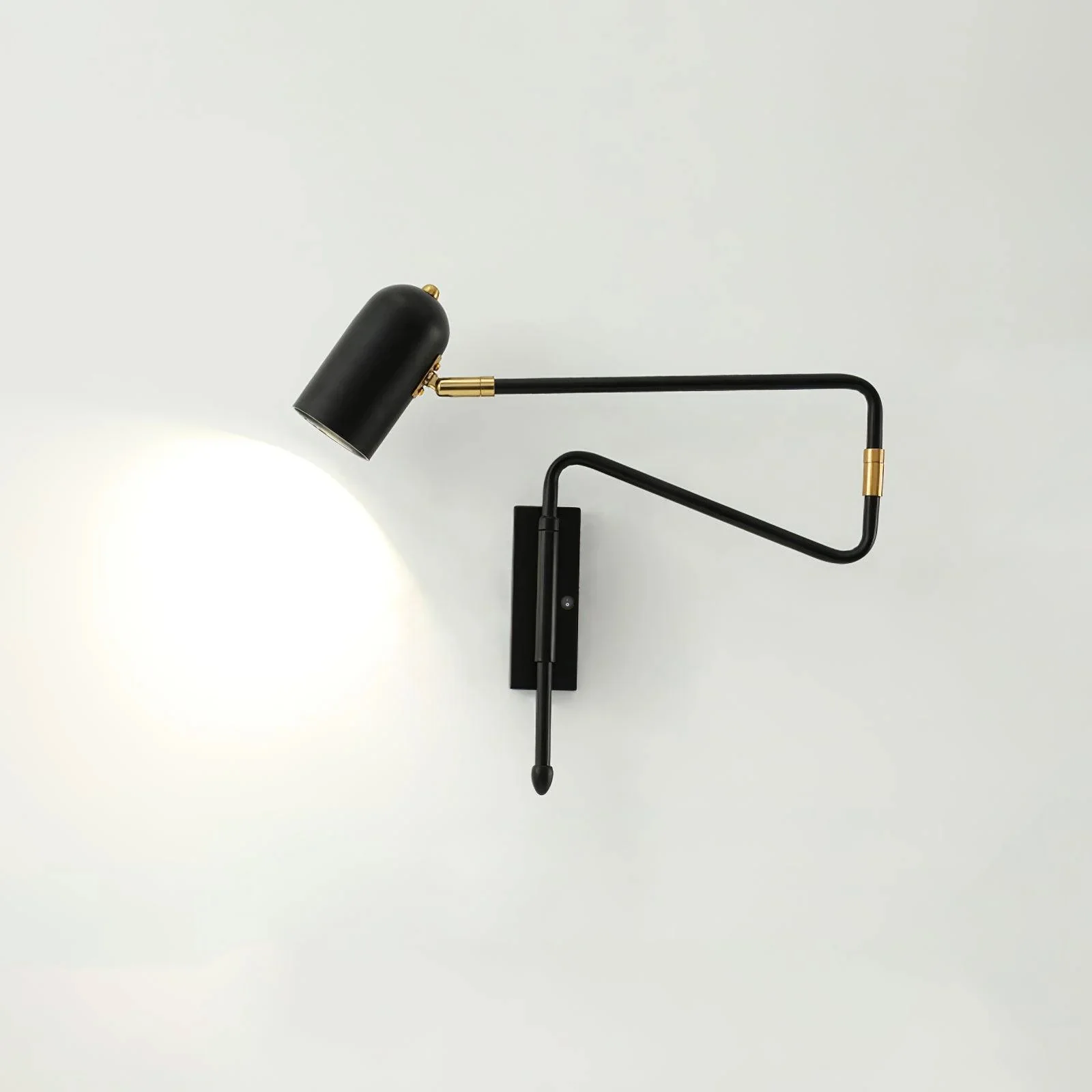 Adjustable Arm Reading Wall Lamp - Model B Set of 2 / Gold / Button Switch