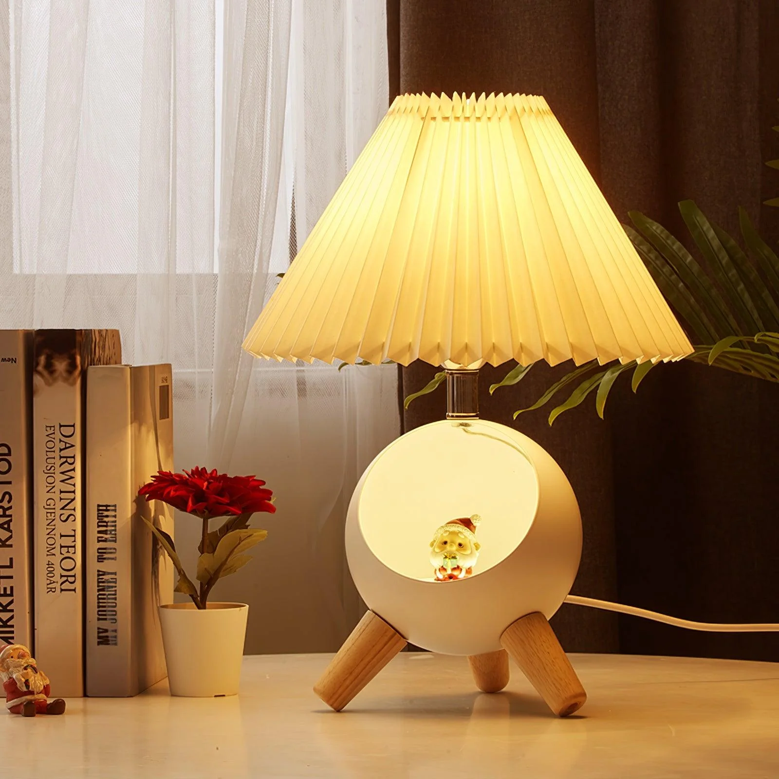 Настольный светильник Wood Small - ∅26см x 39см, белый