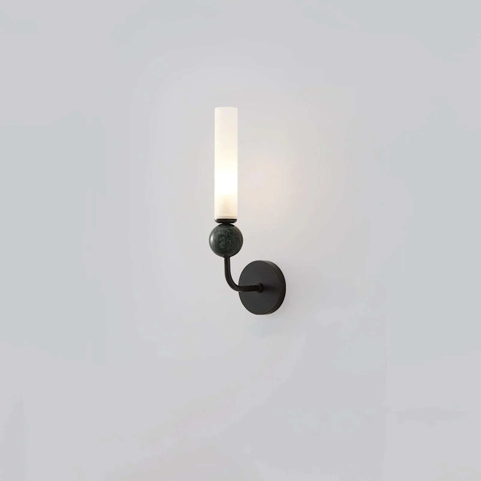 Настенный светильник Marble Vertical - модель C, ∅10см x 115см, черный, черный мраморный шар