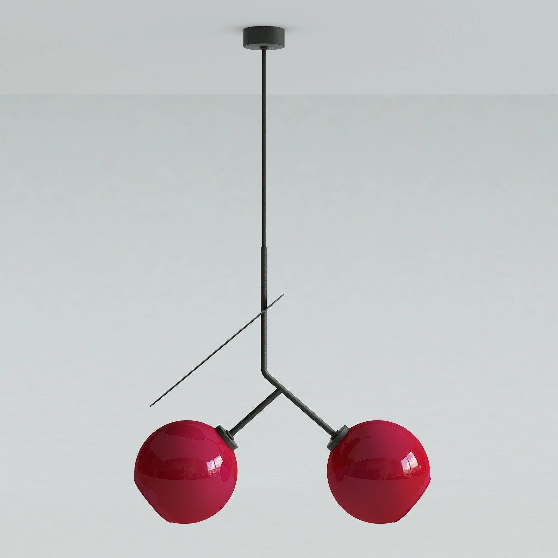 Подвесной светильник Cherry - ∅25см x 50см, черный, красный