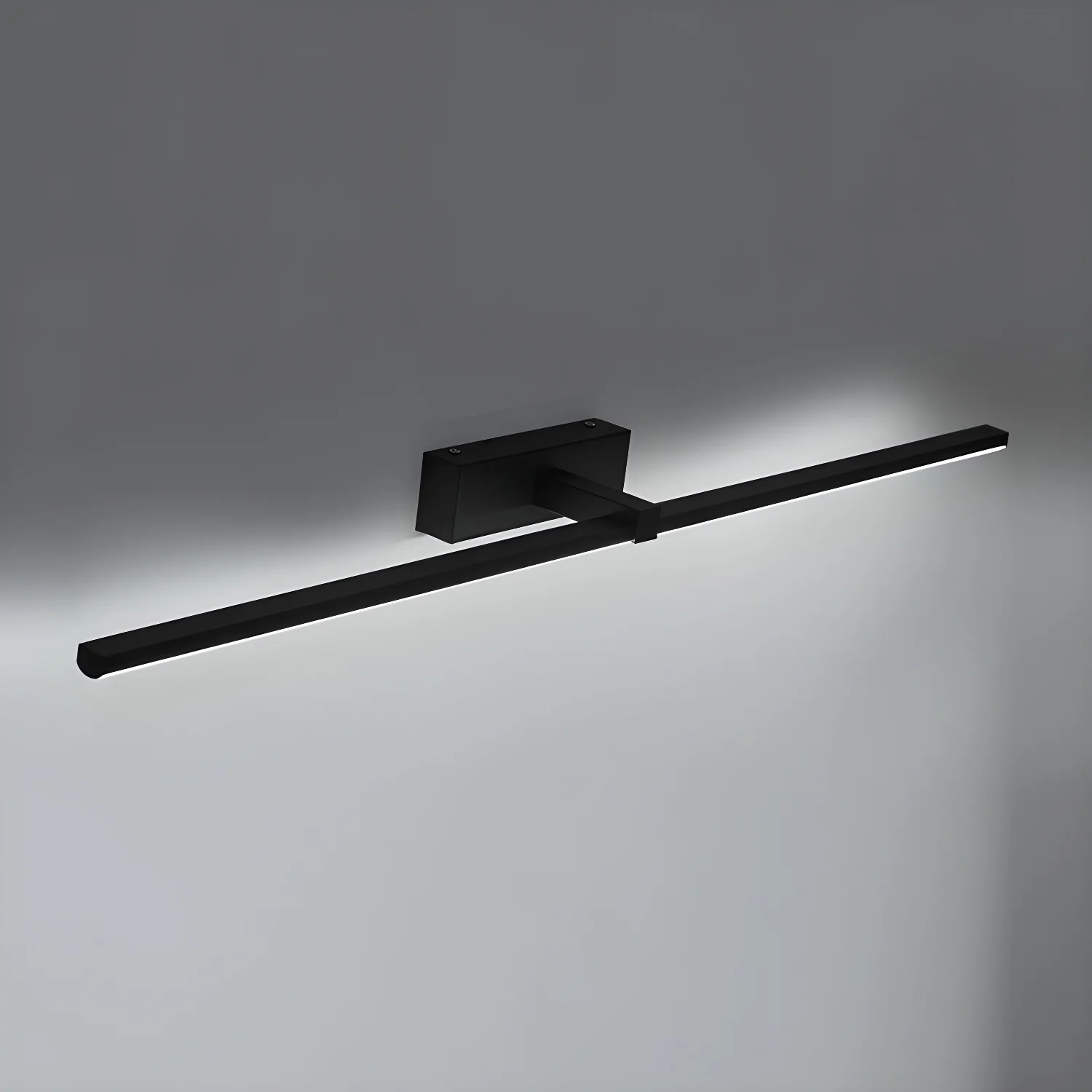 Metal Linear Mirror Wall Light - ∅ 23.6″ x H 3.1″ / Black & Warm Light / Set Of 2