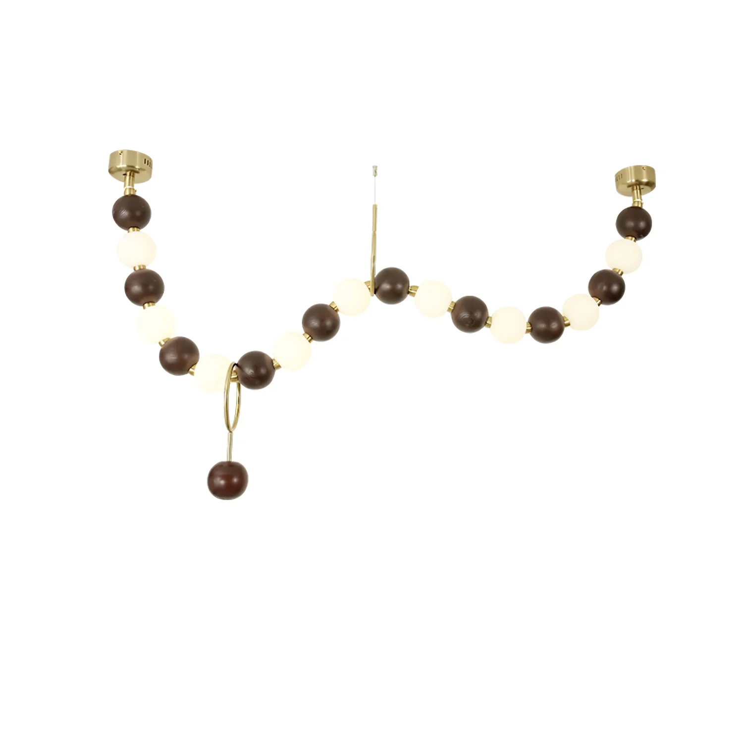 Люстра Walnut Bead Necklace - модель B ∅150см x 70см, орех, белый, теплый свет