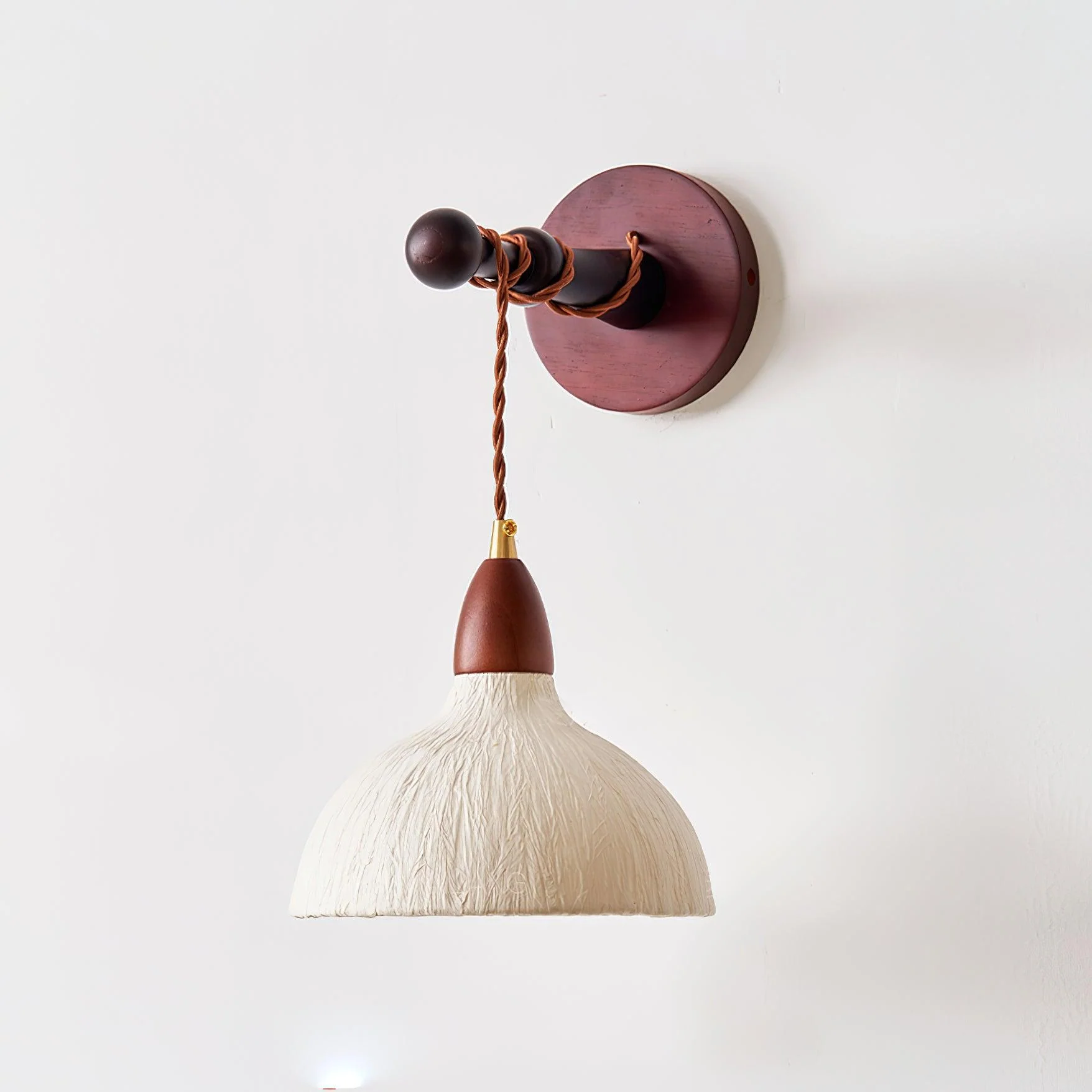 Soren Wall Lamp - ∅ 7.9″ x W 8.7″ x H 7.5″ Set of 2 / Walnut color＆White