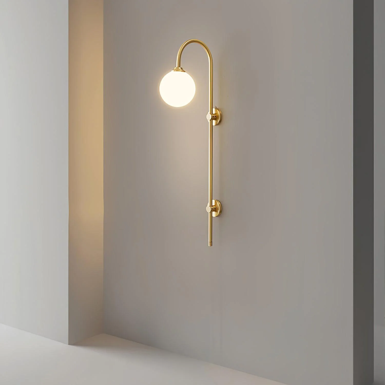 Настенный светильник Globe Brass - ∅15см x 120см, золотой, белый