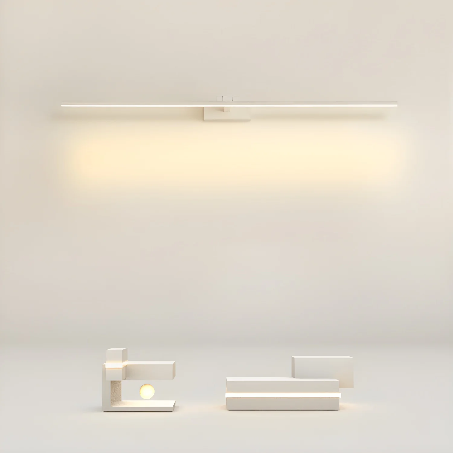 Настенный светильник Linear Bathroom - ∅80см x 6см, черный, теплый свет