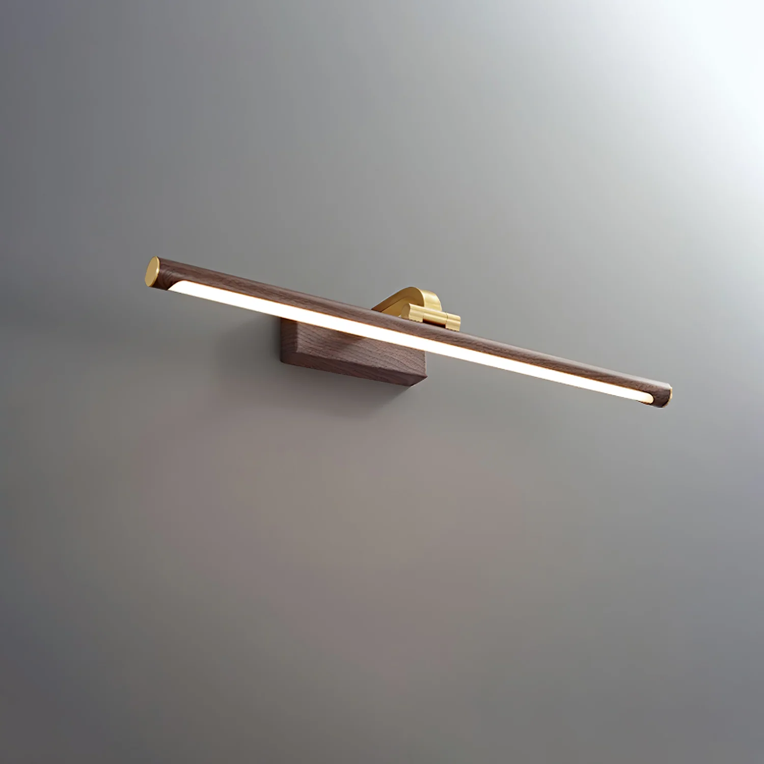 Walnut Color Linear LED Wall Light - ∅ 15.7″ x H 3.3″ / Walnut Color & Warm Light / Set Of 2