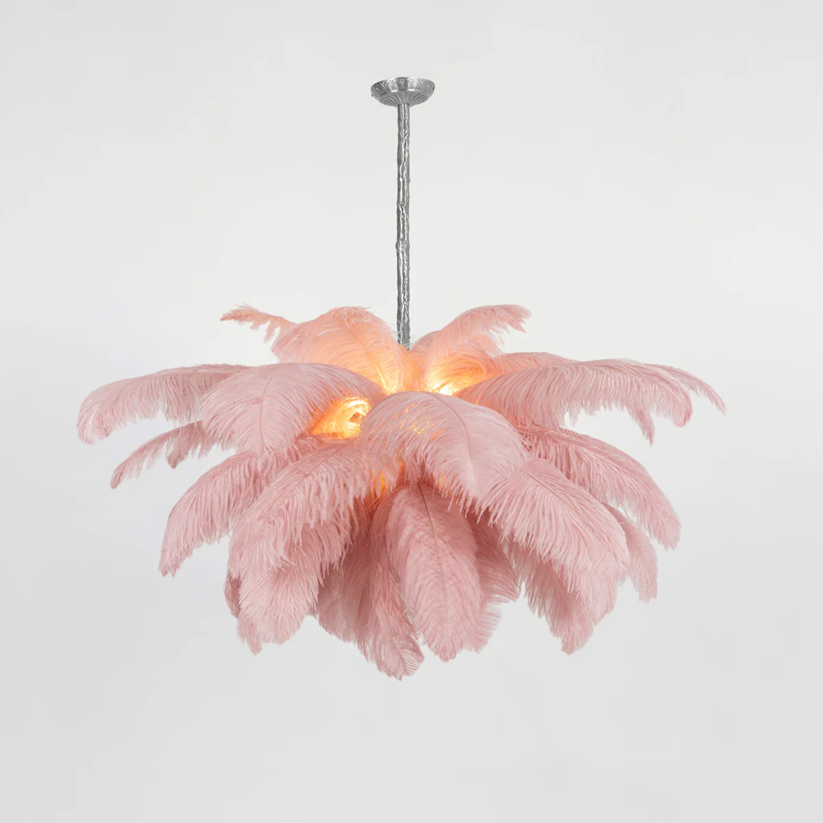 Люстра Ostrich Feather - ∅110см x 90см, серебро, белый