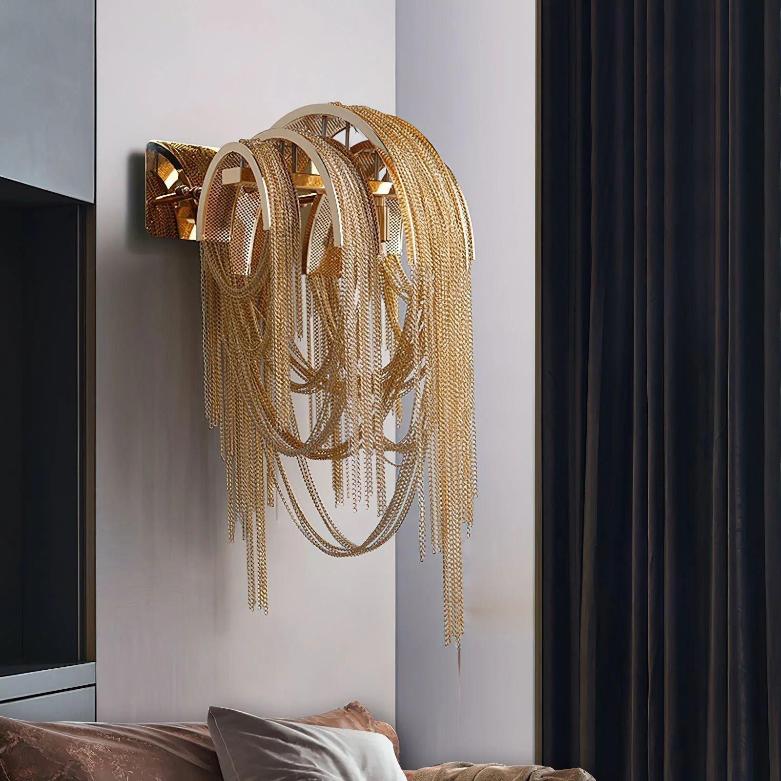 Настенный светильник Chains Tassel - ∅26см x 58см, хром