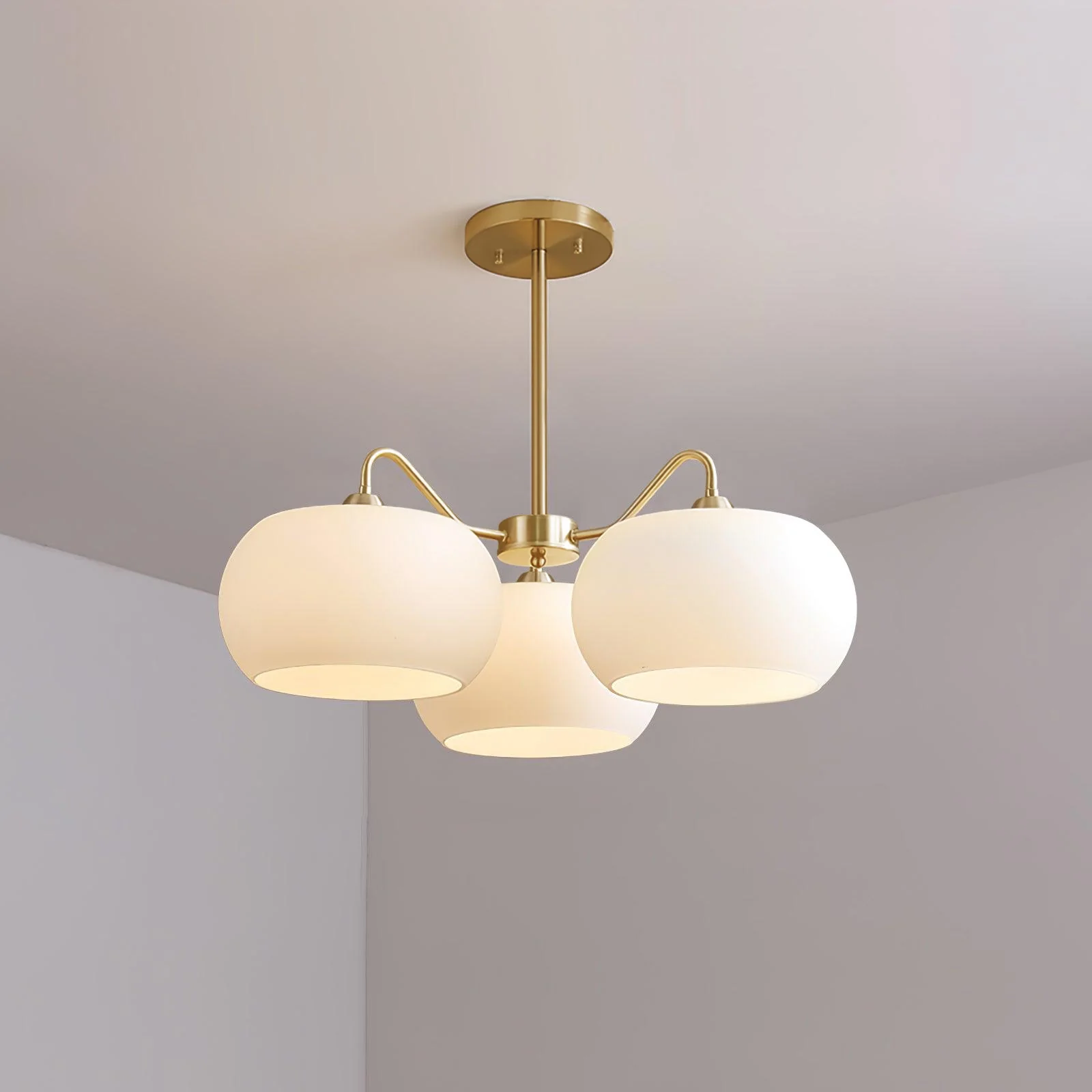 Люстра Nickel Glass Persimmon - 5 плафонов ∅90см x 30см, никель, белый
