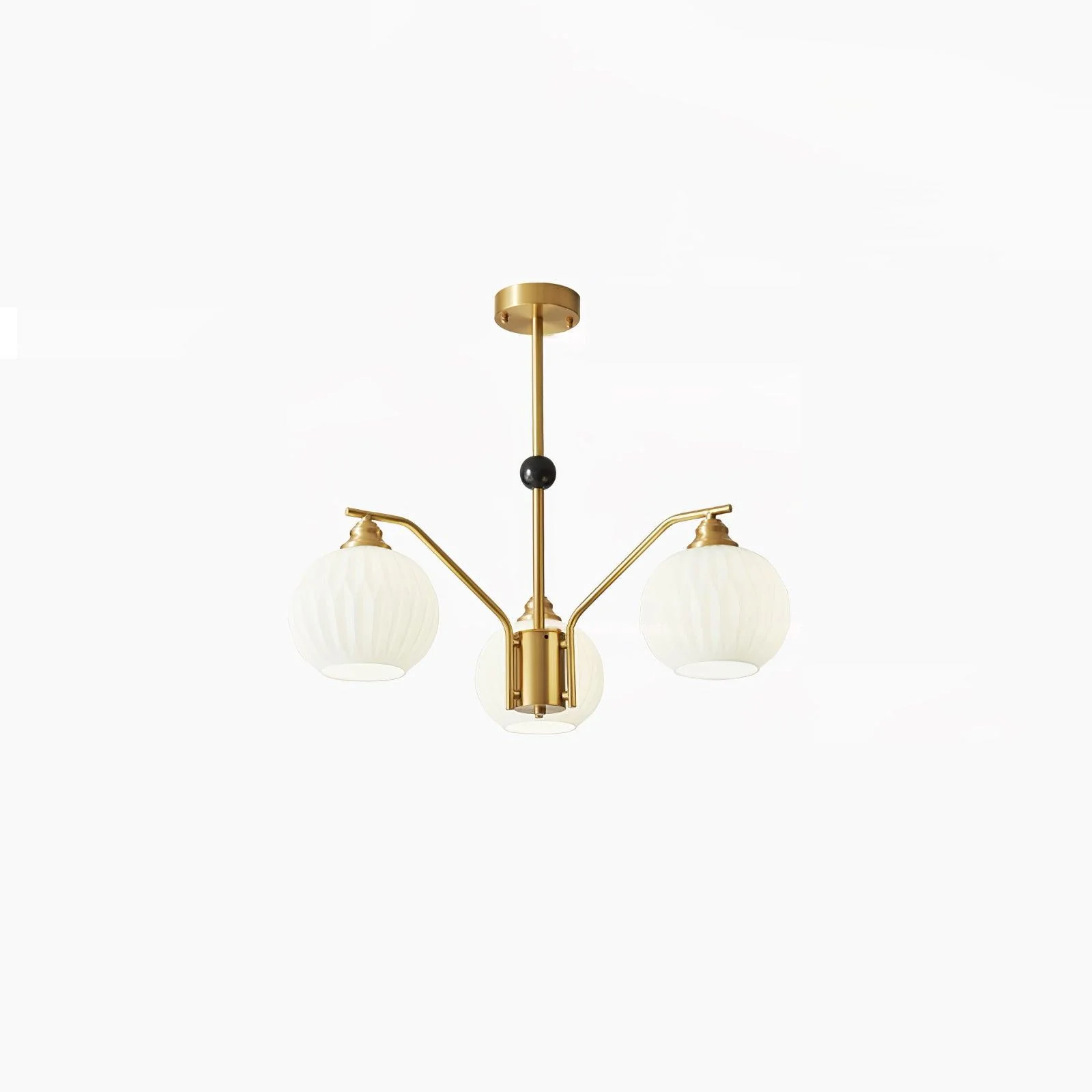 Люстра Ribbed Glass Gold - 5 плафонов ∅70см x 45см, золотой, белый