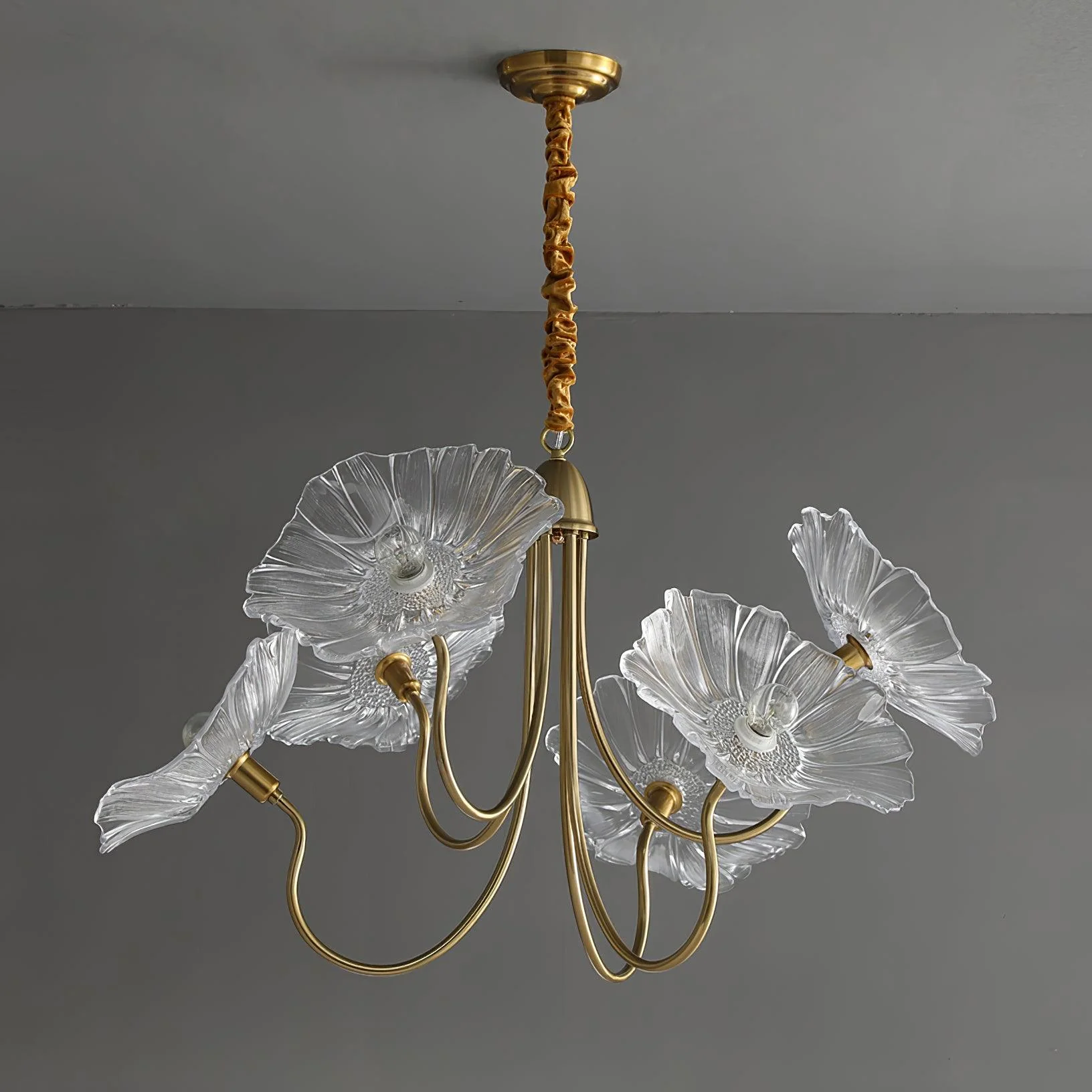 Люстра Lotus Leaf Glass - 6 плафонов ∅90см x 55см, золотой, прозрачный