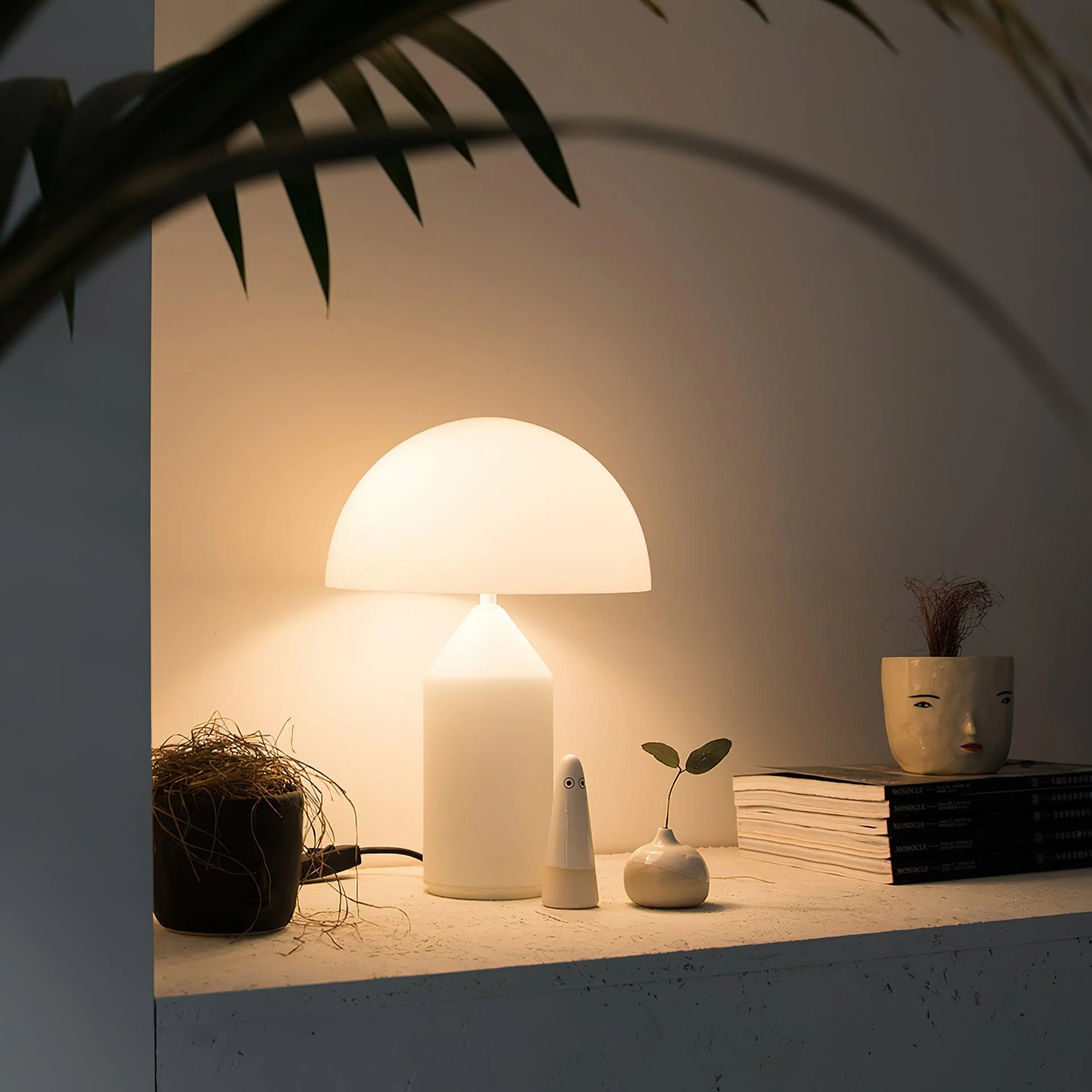 Настольный светильник Atollo Glass - ∅25см x 39см, белый, стекло