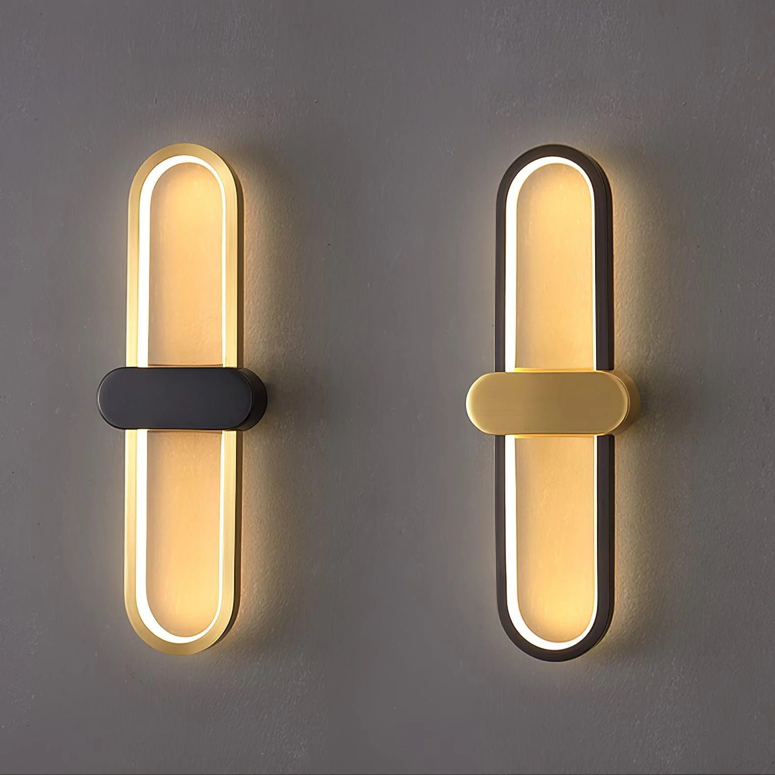 Настенный светильник Oval LED - ∅13см х 40см, золотой, черный, холодный свет