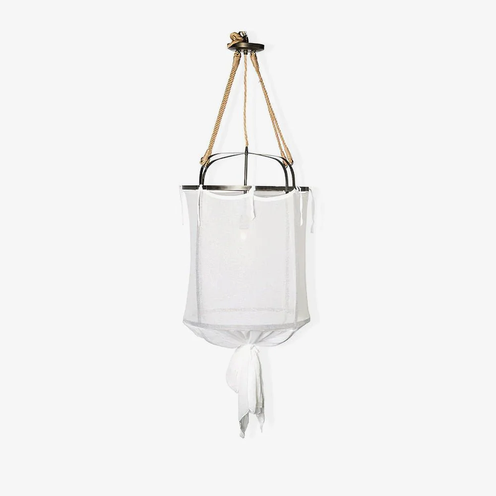 Подвесной светильник Provence Linen - ∅35см x 50см, медь, белый
