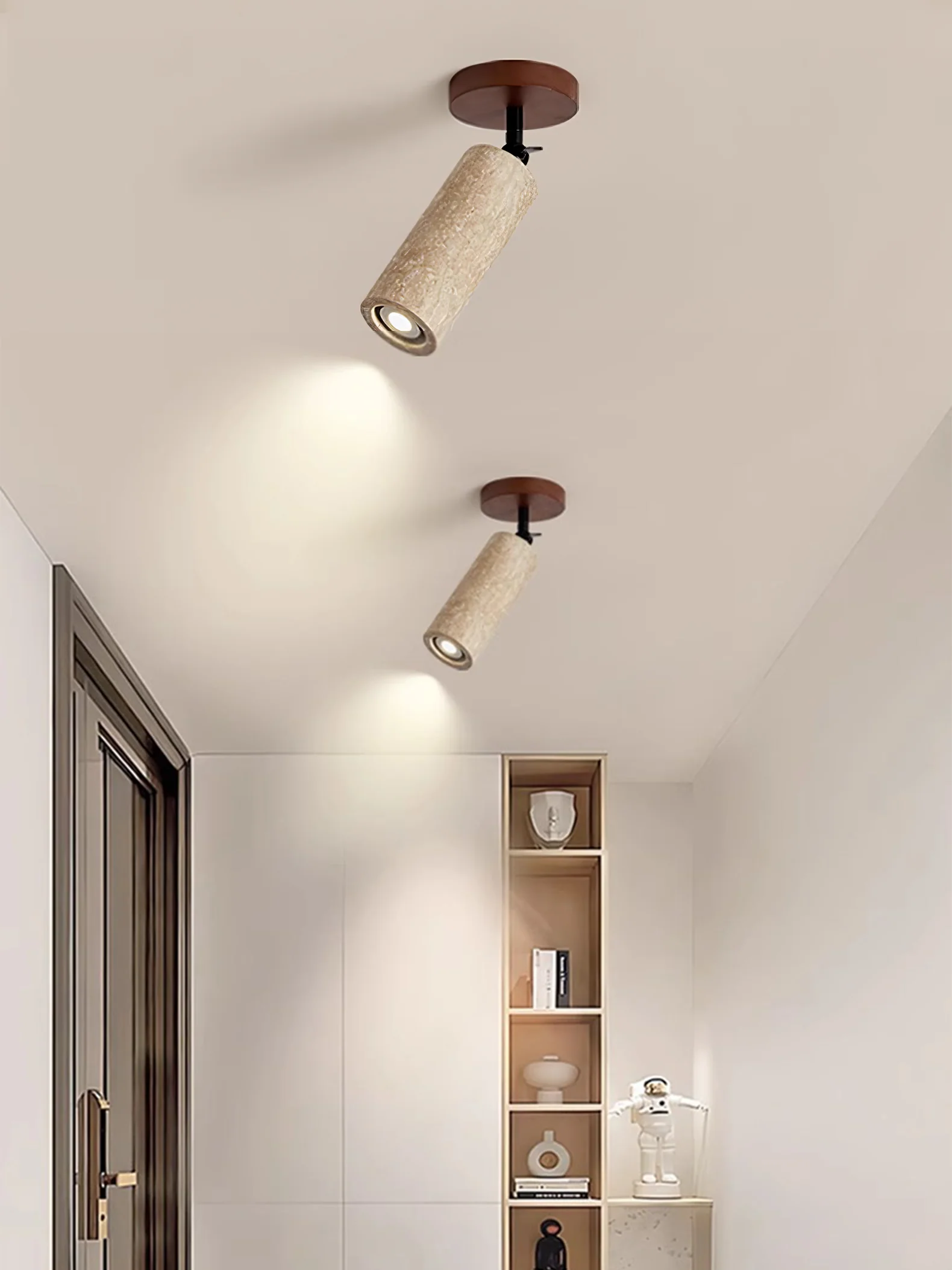Настенный светильник Versa Stone Adjustable - модель A, ∅10см x 24см, орех, желтый травертин