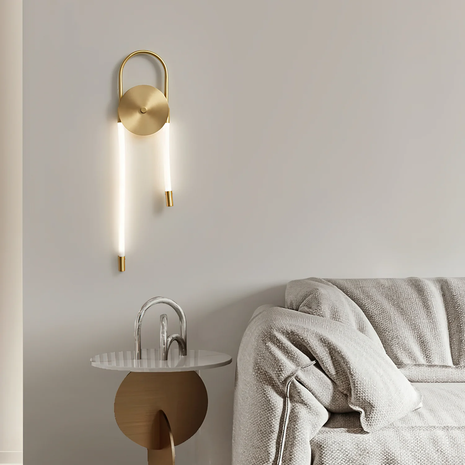 Necklace Loop Wall Lamp - Model A Set of 2 / Brass & White / Warm Light