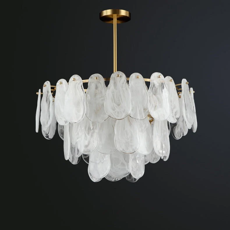 Люстра Round Cloud Glass - ∅60см x 50см, латунь, белый
