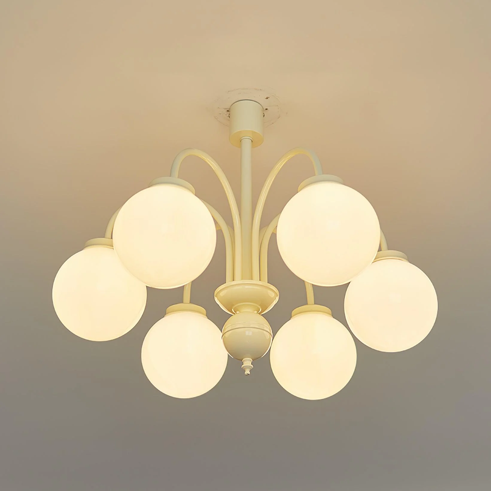 Люстра Cream Glass Sphere - 4 плафона ∅50см x 50см, кремовый, белый