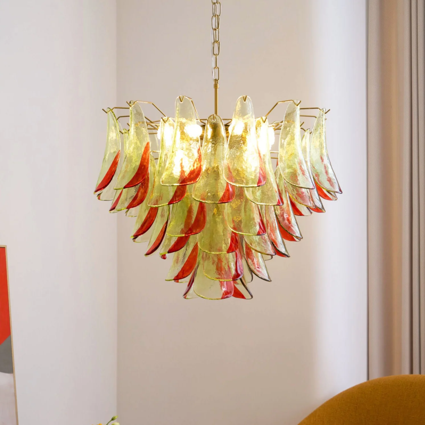 Люстра Emerald Flame Murano Glass - ∅75см х 75см, зеленый, золотой