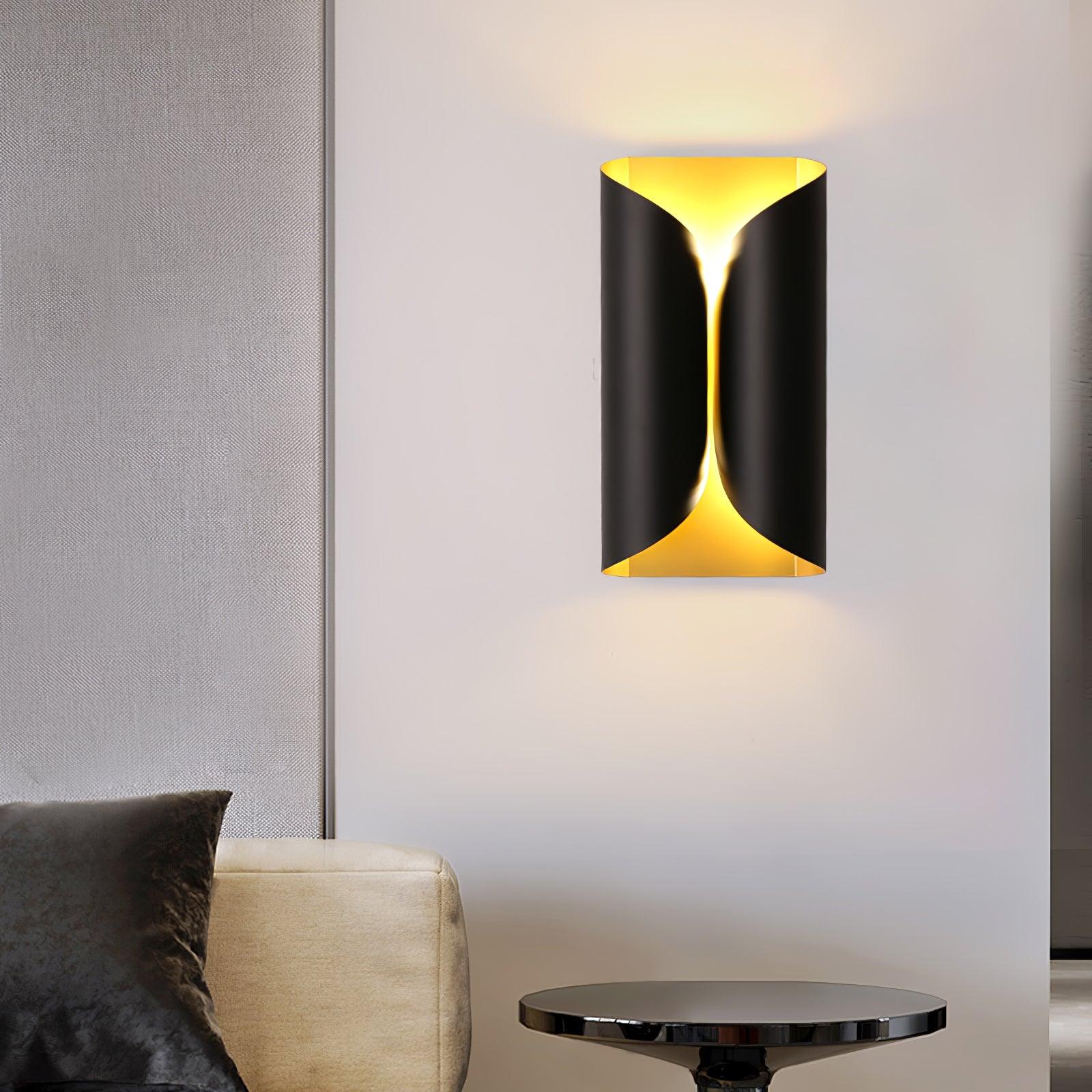 Lux Wall Light - W 7.1″ x H 10.8″ / W 18cm x H 27.5cm Set Of 2 / Black & Gold