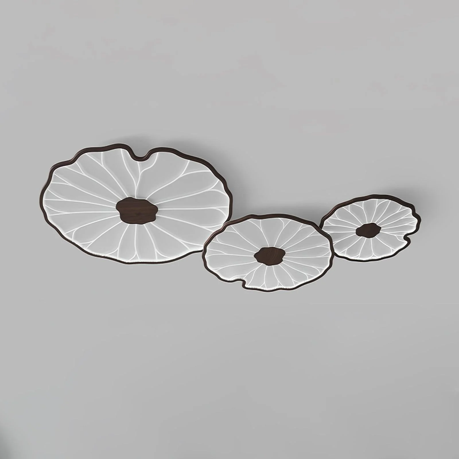 Потолочный светильник Lotus Leaf Acrylic - ∅40см x 4см, орех, теплый свет