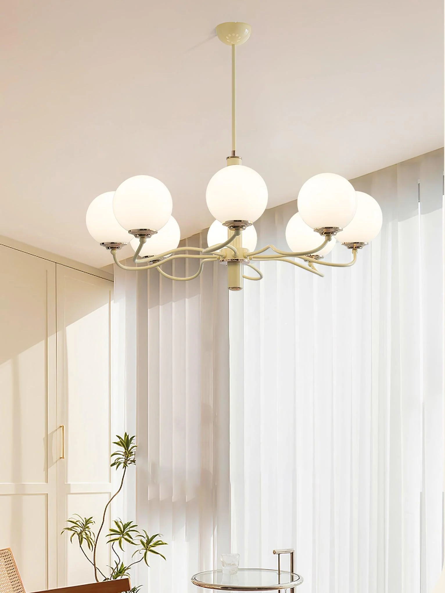 Люстра Radiant Globe - 3 плафона ∅53см x 38см, кремовый, желтый и белый