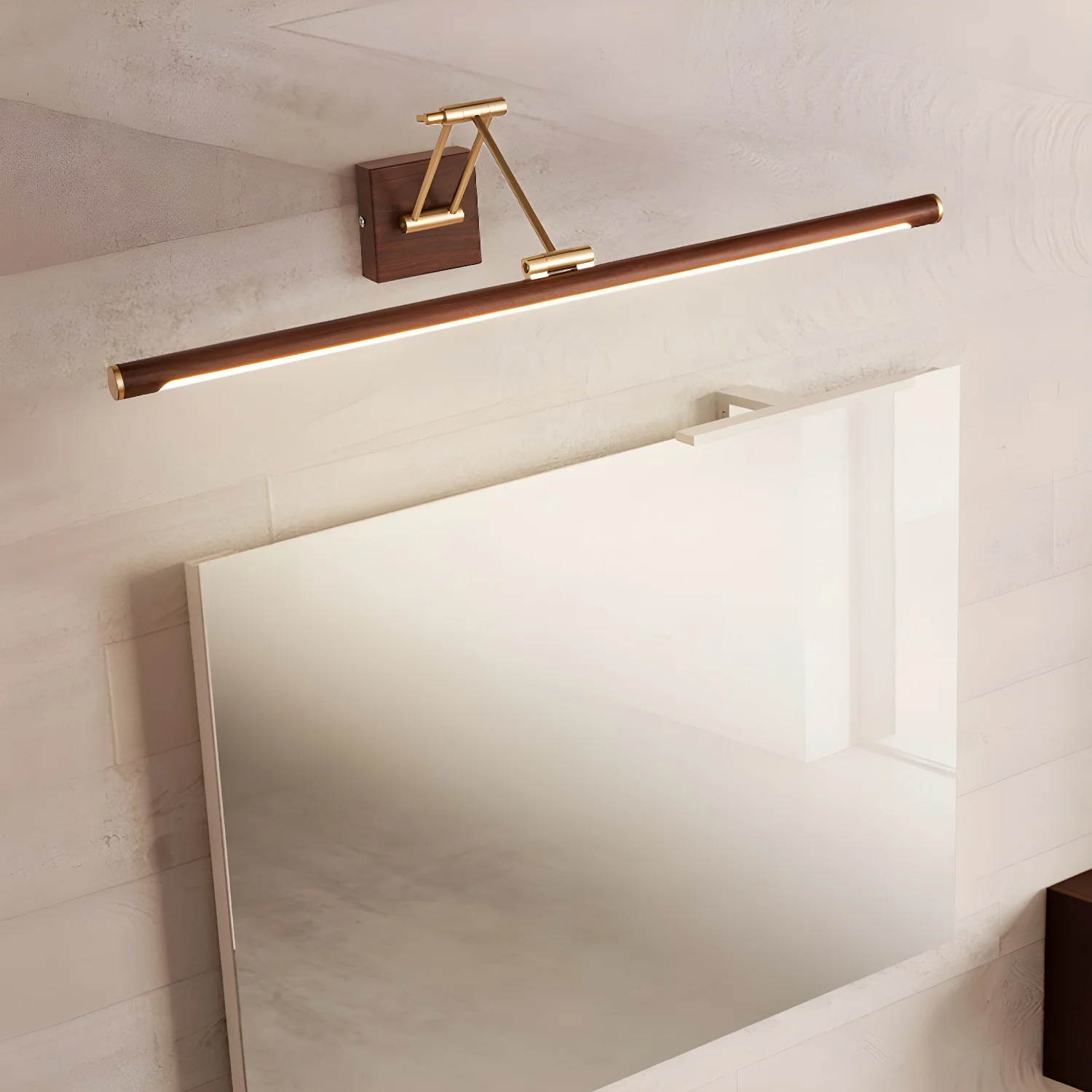Walnut Color Linear Adjustable Wall Light - ∅ 27.5″ x H 3.9″ / Walnut Color & Warm Light / Set Of 2