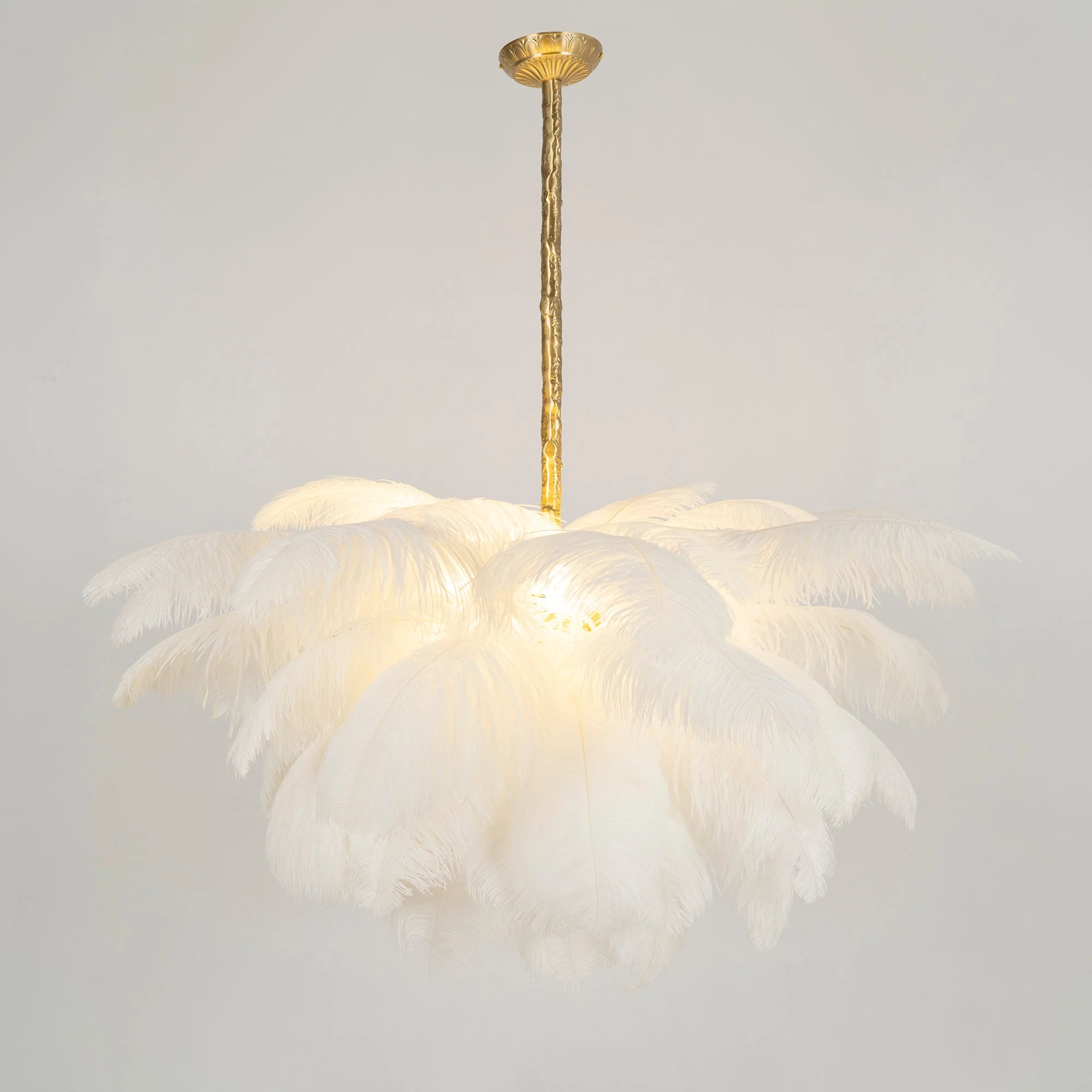 Люстра Ostrich Feather - ∅110см x 90см, серебро, белый