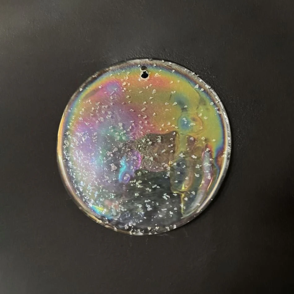 Люстра Murano Disc Iridescent - ∅70см x 68см, прозрачный, никель