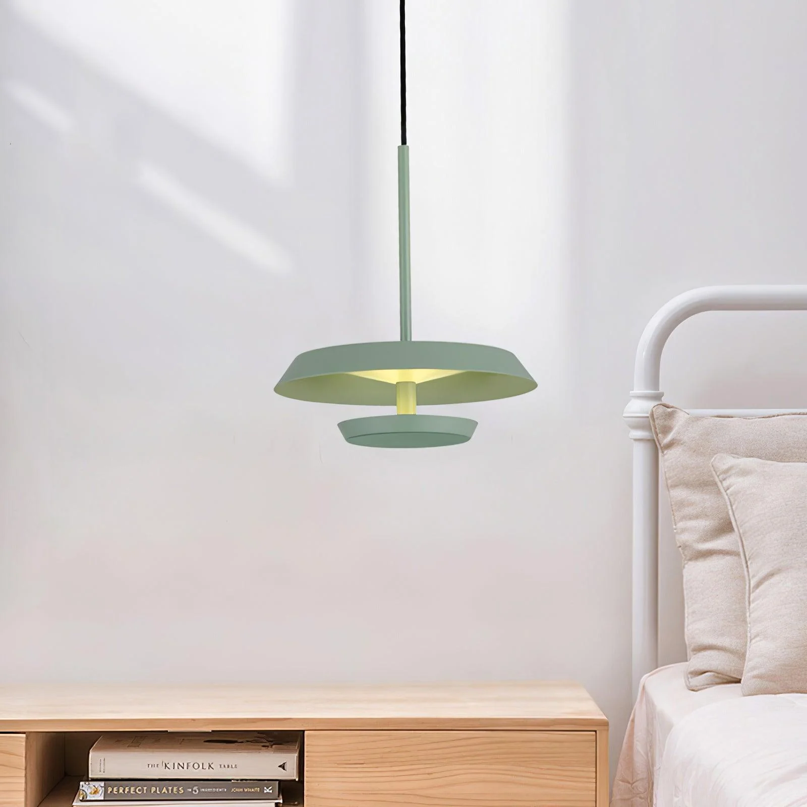 Подвесной светильник Flat - ∅25см x 26см, темно-красный, теплый свет