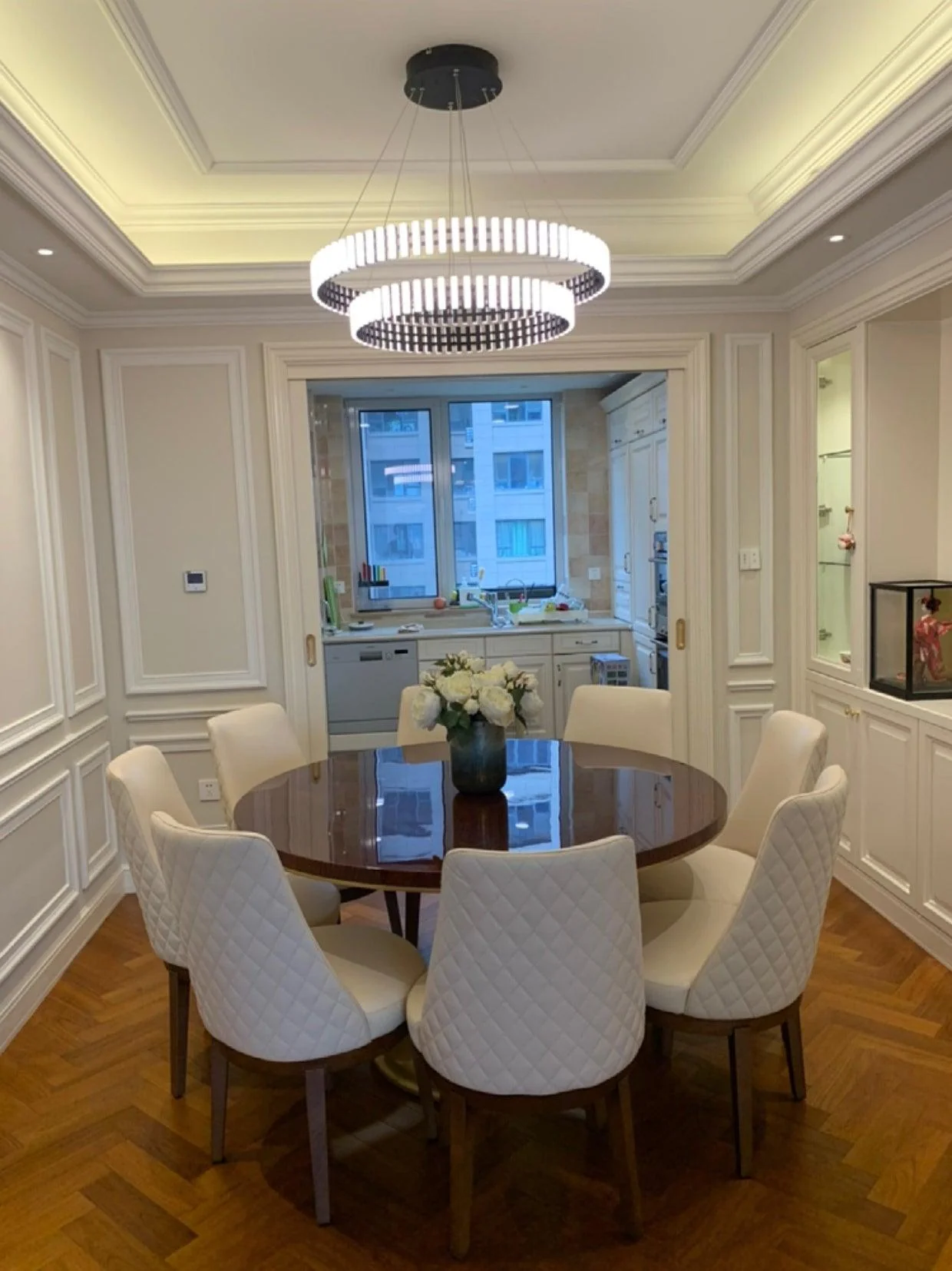 Люстра Hanging LED - ∅60см x 8см, черный, белый, теплый свет
