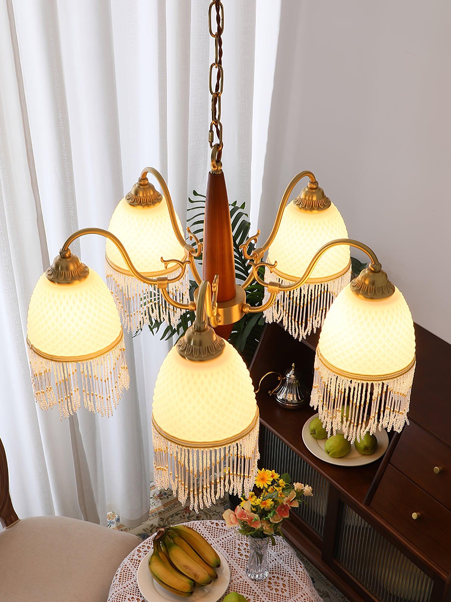 Люстра Mesh Tassel Glass - 3 плафона ∅50см x 42см, латунь, белый