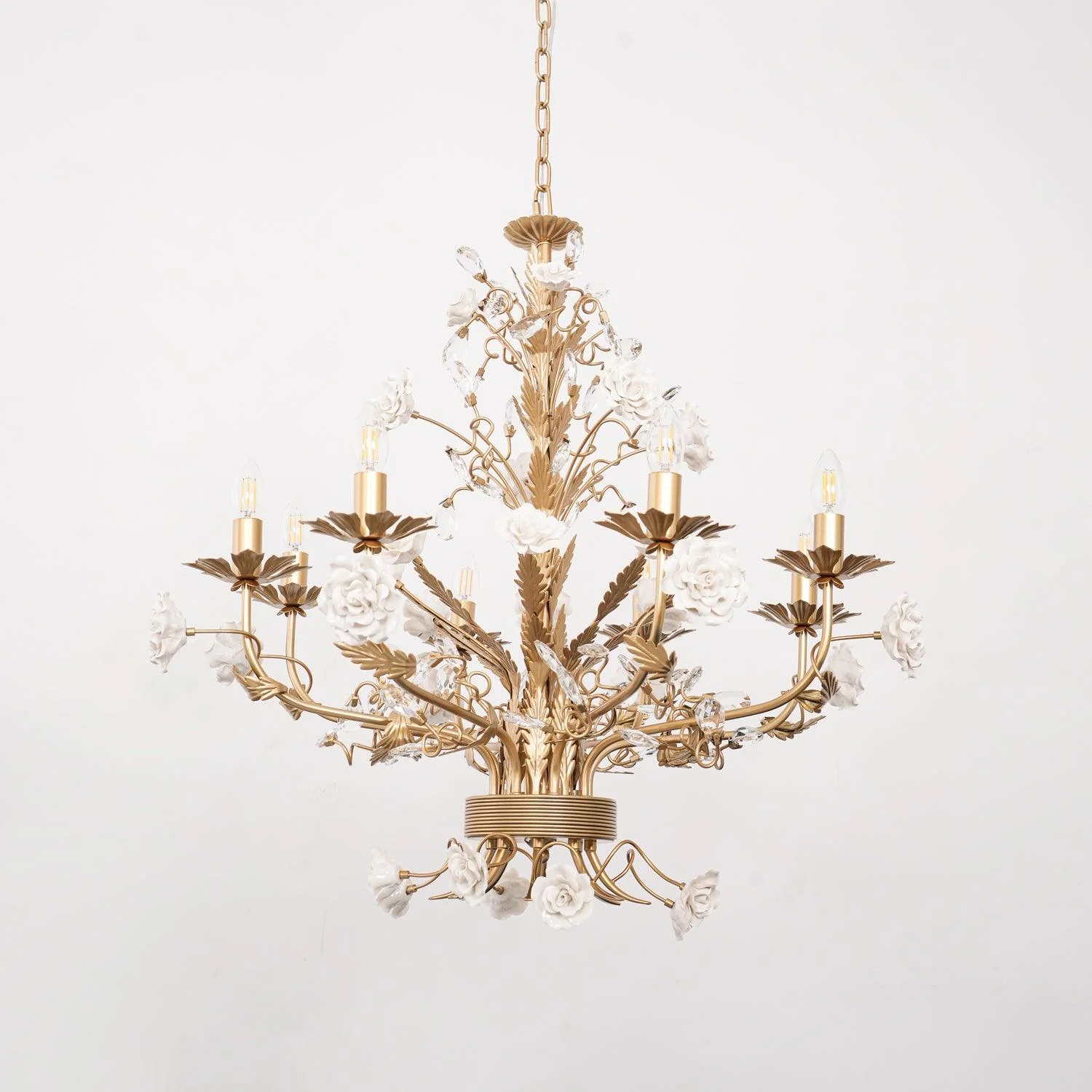 Люстра White Rose Crystal - 8 плафонов ∅80см x 75см, золотой, белый