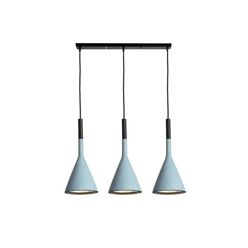Подвесной светильник Conical Concrete - круглое крепление, 3 подвеса, зеленый