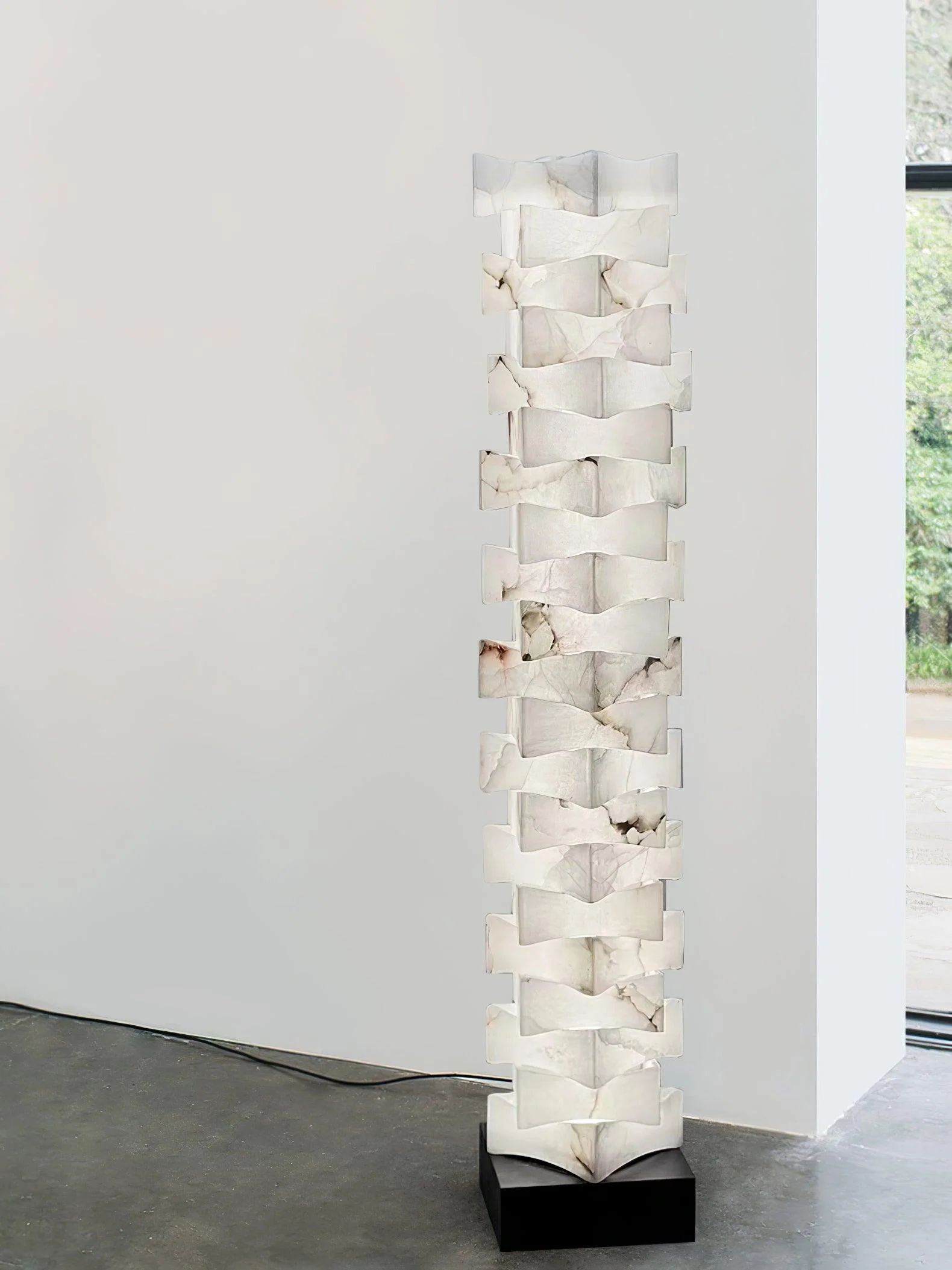 Торшер Stacked Alabaster Squares - 28см x 18см x 160см, холодный свет