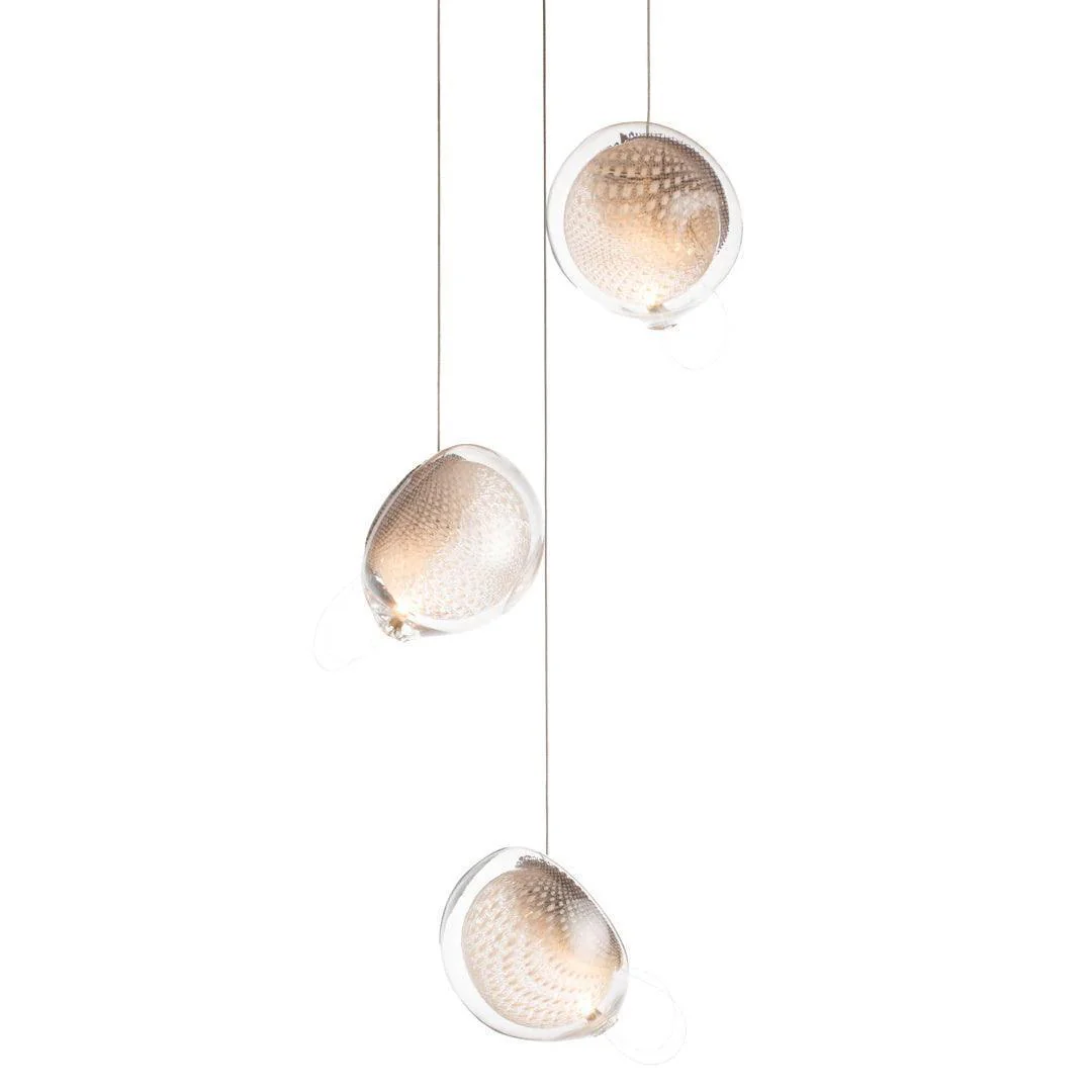 Подвесной светильник Mesh Glass - 5 подвесов ∅15см x 150см, холодный свет