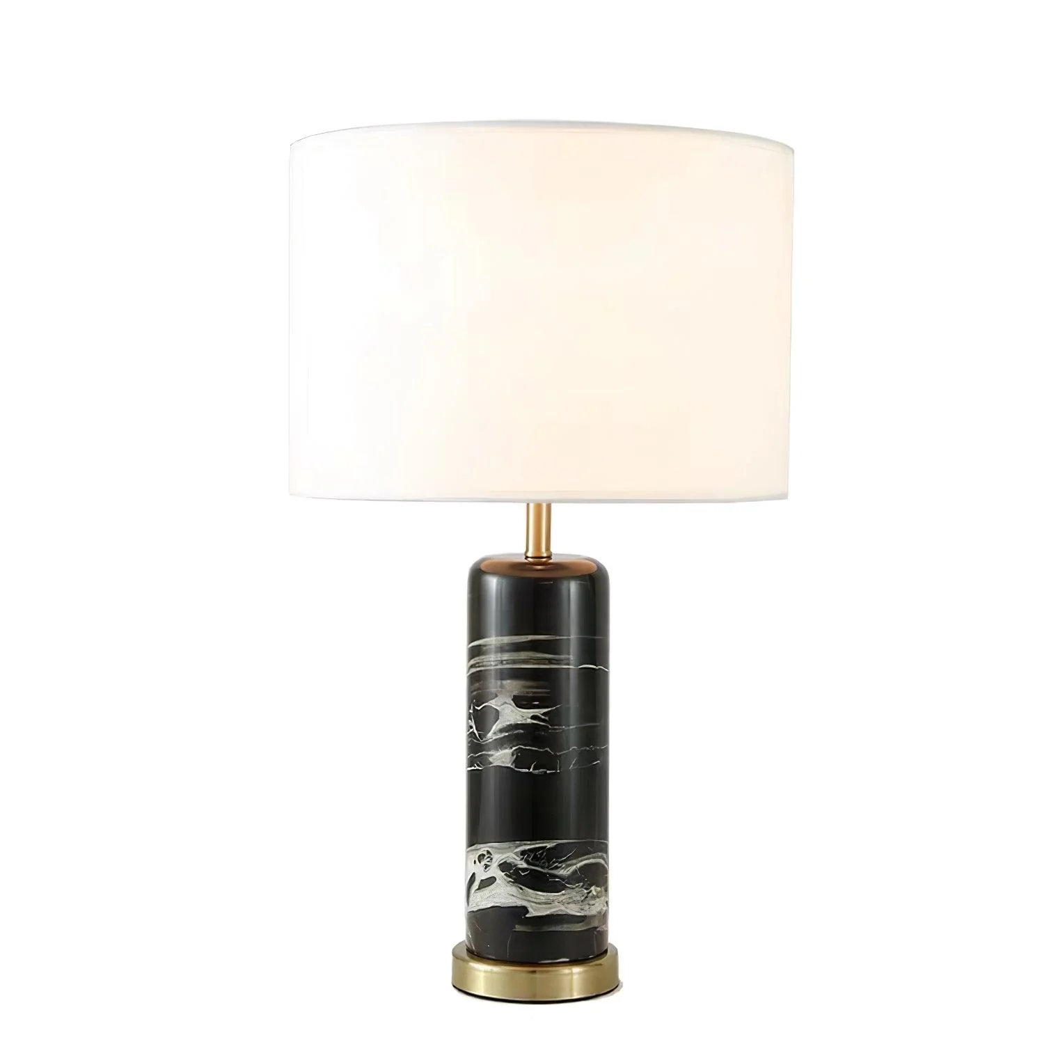 Cliff Table Lamp - ∅ 14.9″ x H 25.5″ / Dia 38cm x H 65cm / Gold+Black Marble / US plug